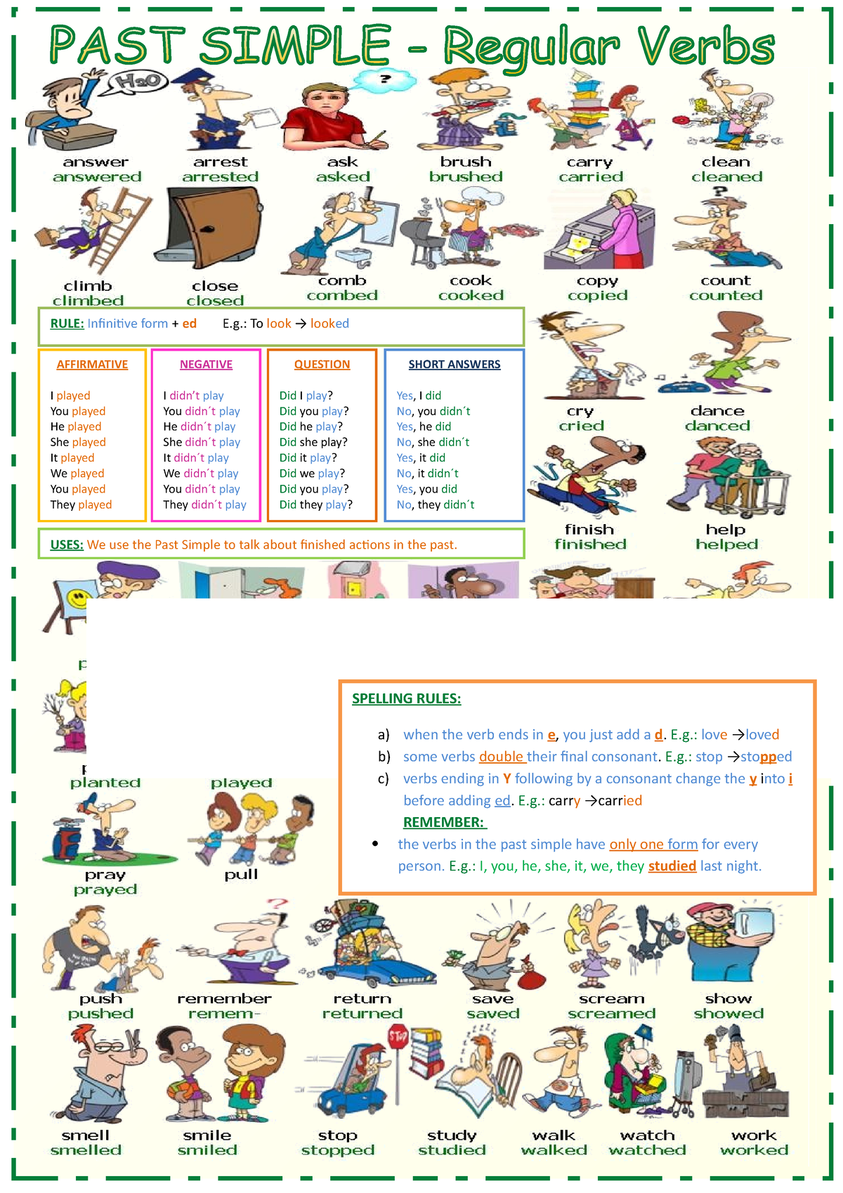 Simple past regular verbs - Write in the past simple. SIMPLE SIMPLE  PASTPAST REGULAR - Studocu