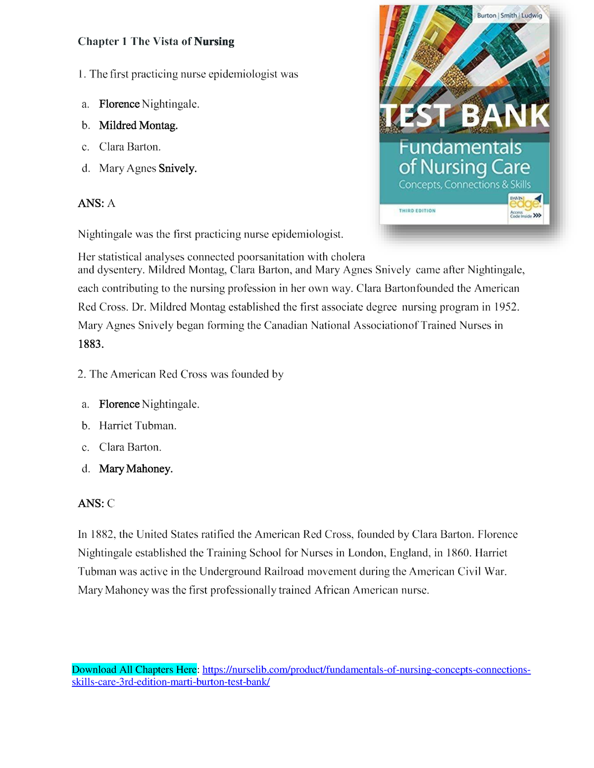 Test Bank For Fundamentals Of Nursing Concepts Connections And Skills ...