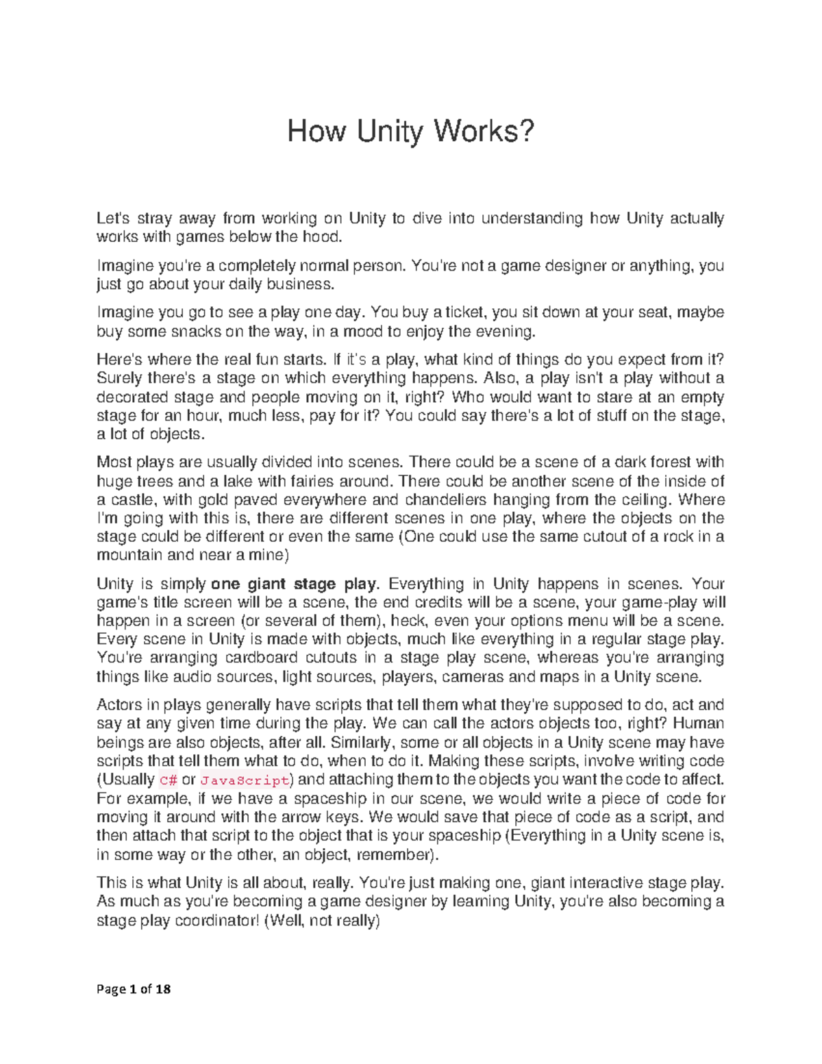 How Unity Works 123 - How Unity Works? Let's stray away from working on ...