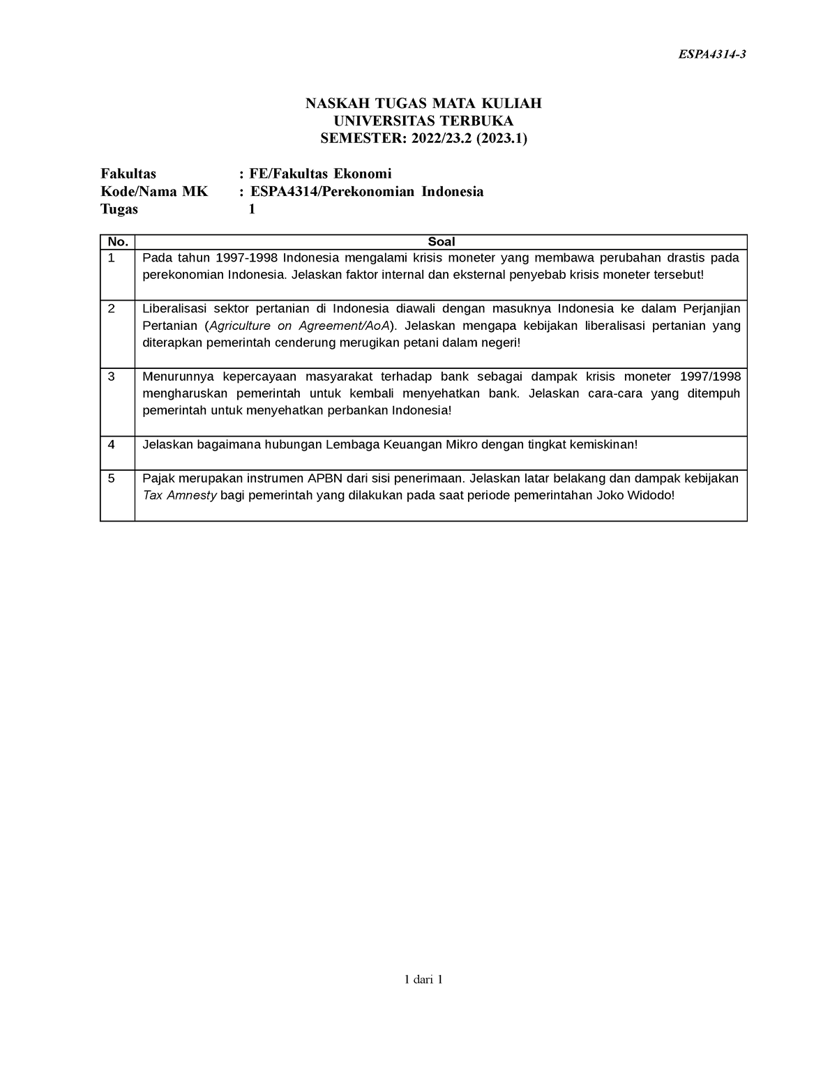 Soal Espa4314 Tmk1 3 - Essay - ESPA4314- NASKAH TUGAS MATA KULIAH ...