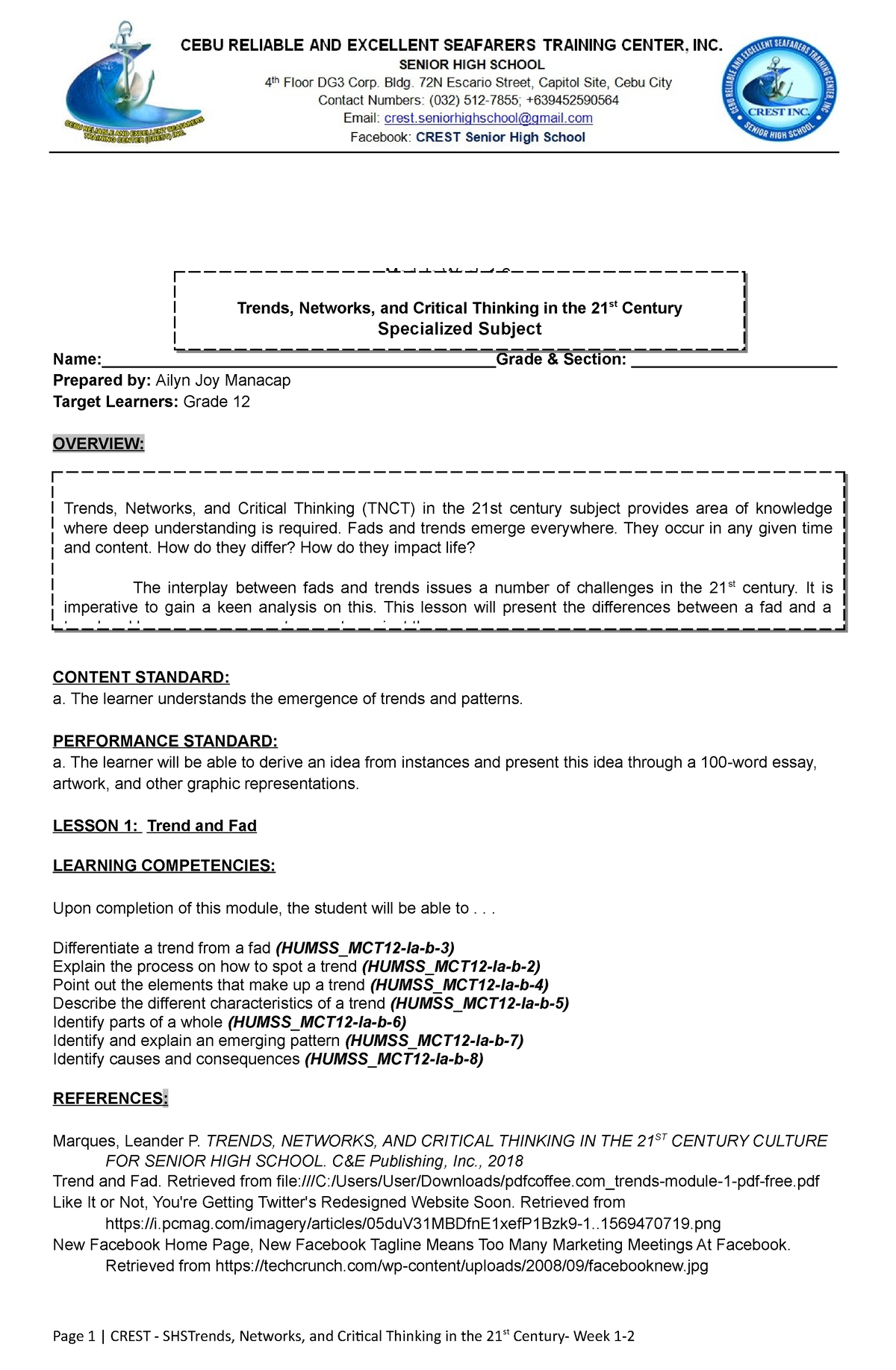 trends networks and critical thinking quarter 2 module 3