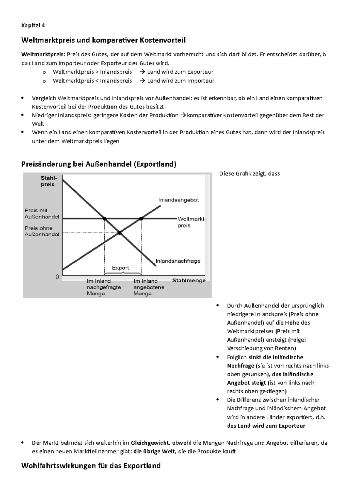 Absoluter Und Komparativer Kostenvorteil Kapitel 4 abgeschlossen 2 - Kapitel 4 Weltmarktpreis und komparativer
