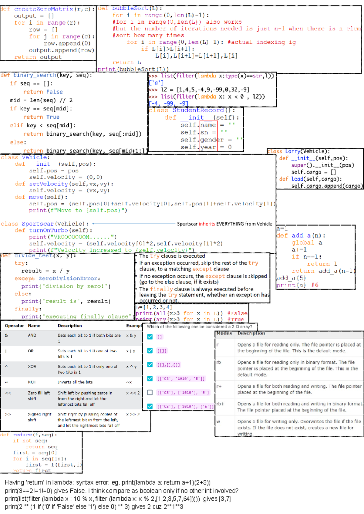 Finals cheat sheet - random code (theres blank space for u to write ur ...