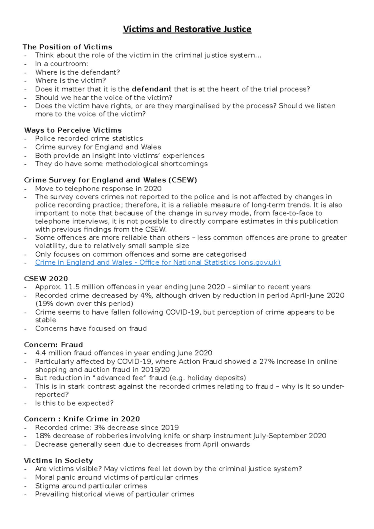 Week 11 - Victims - Lecture notes 11 - Winchester - Studocu