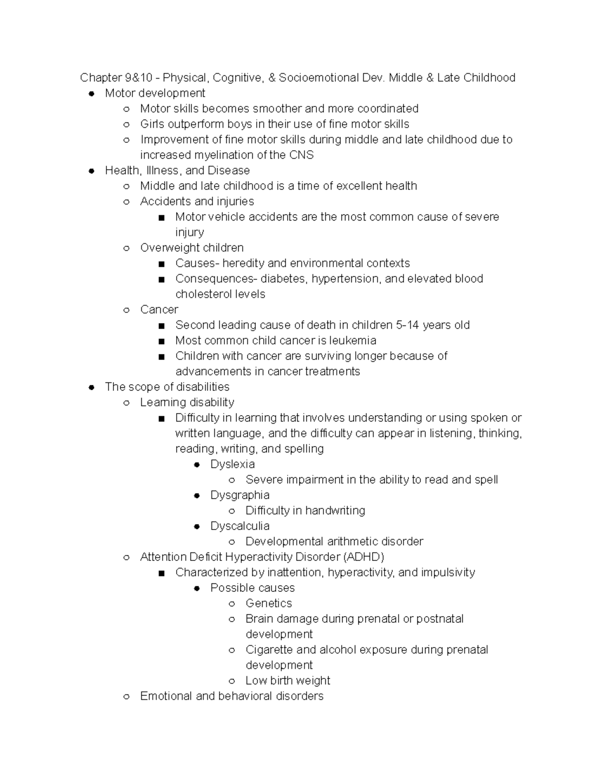 Chapters 9 and 10 - Physical, Cognitive and Socioemotional Development ...