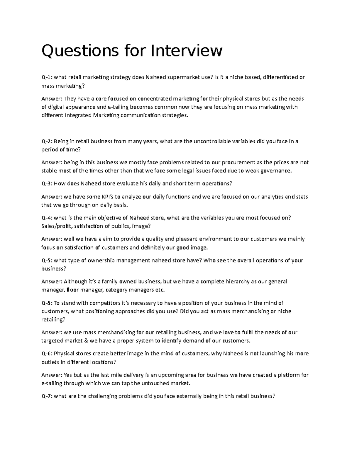 Questions for Interview-answers - Questions for Interview Q-1: what ...