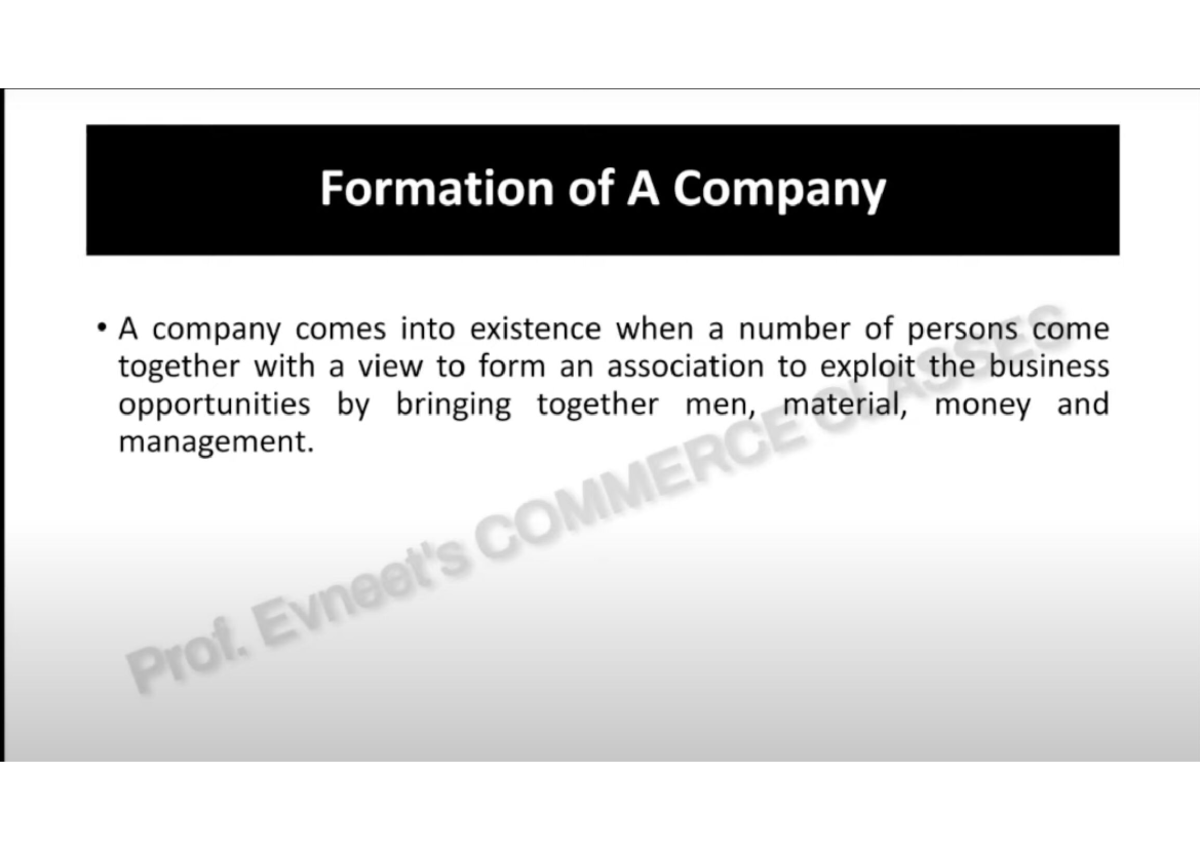 Formation OF Company - short note - Company Law - I - Studocu
