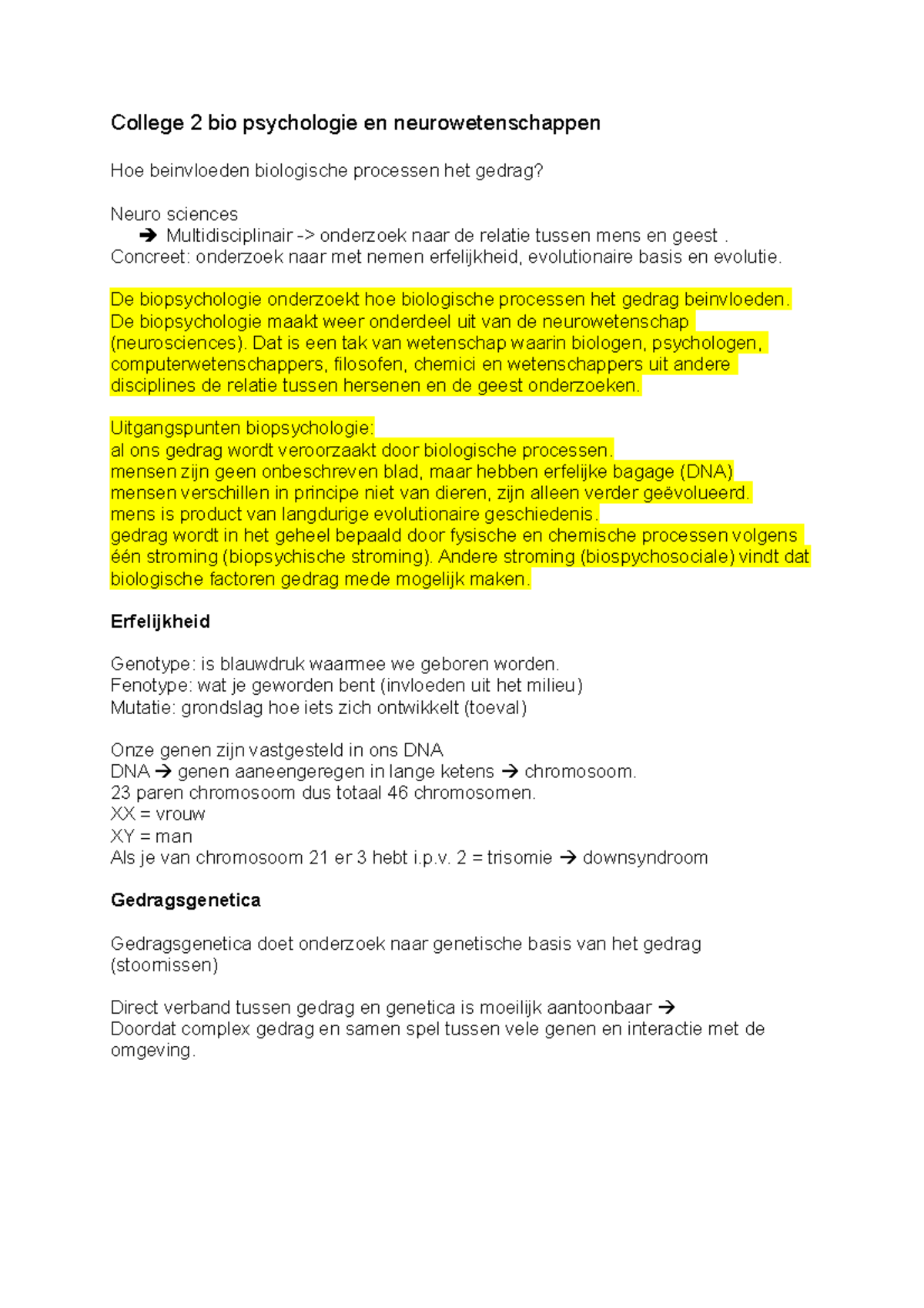 College 2 - College 2 Bio Psychologie En Neurowetenschappen Hoe ...