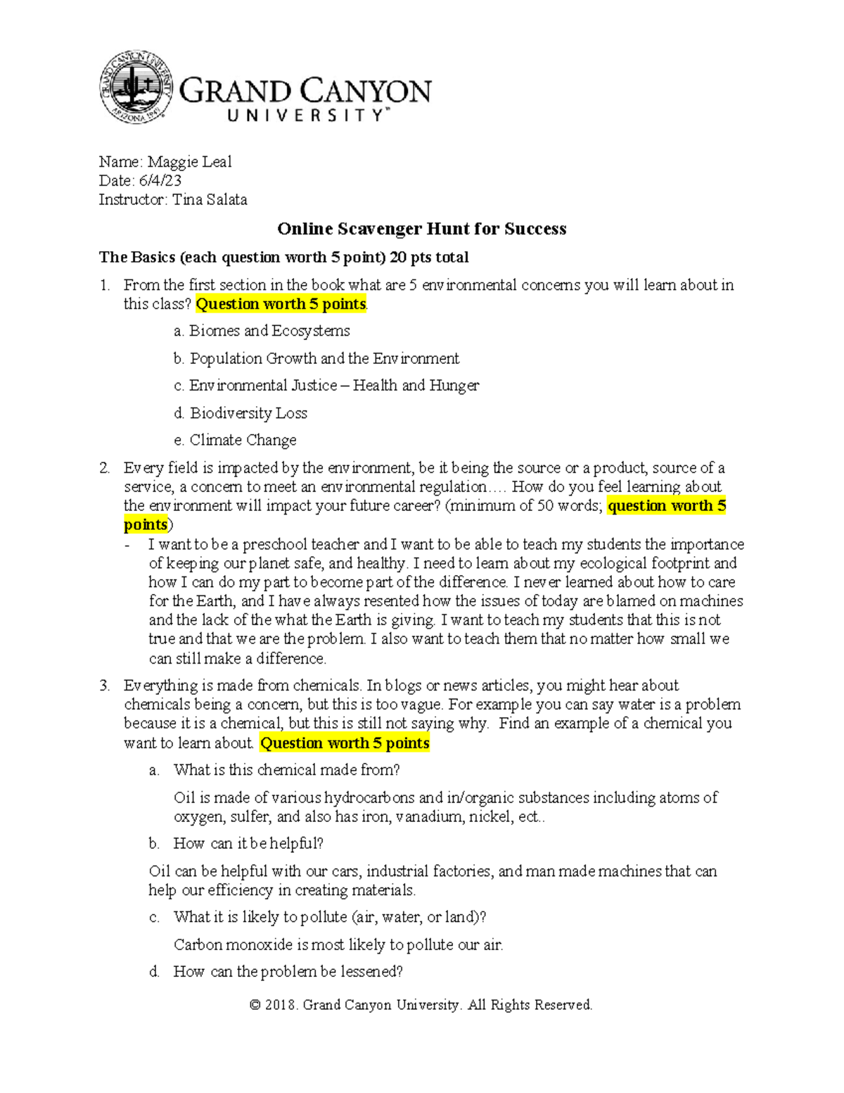 BIO 220 RS Online Scavenger Hunt For Success Resource - Name: Maggie ...