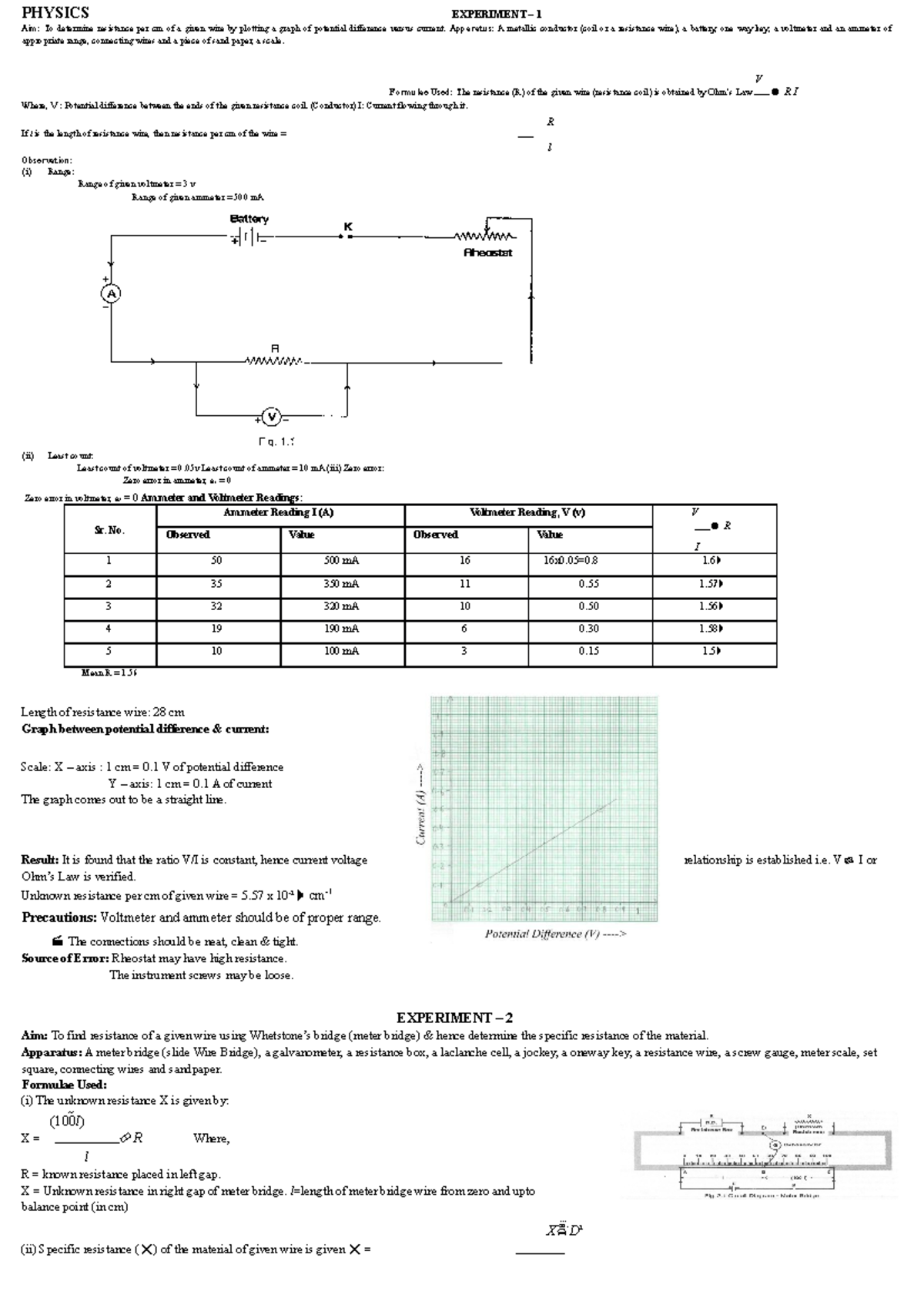 XII Physics Practical by adi PHYSICS EXPERIMENT 1 Aim To