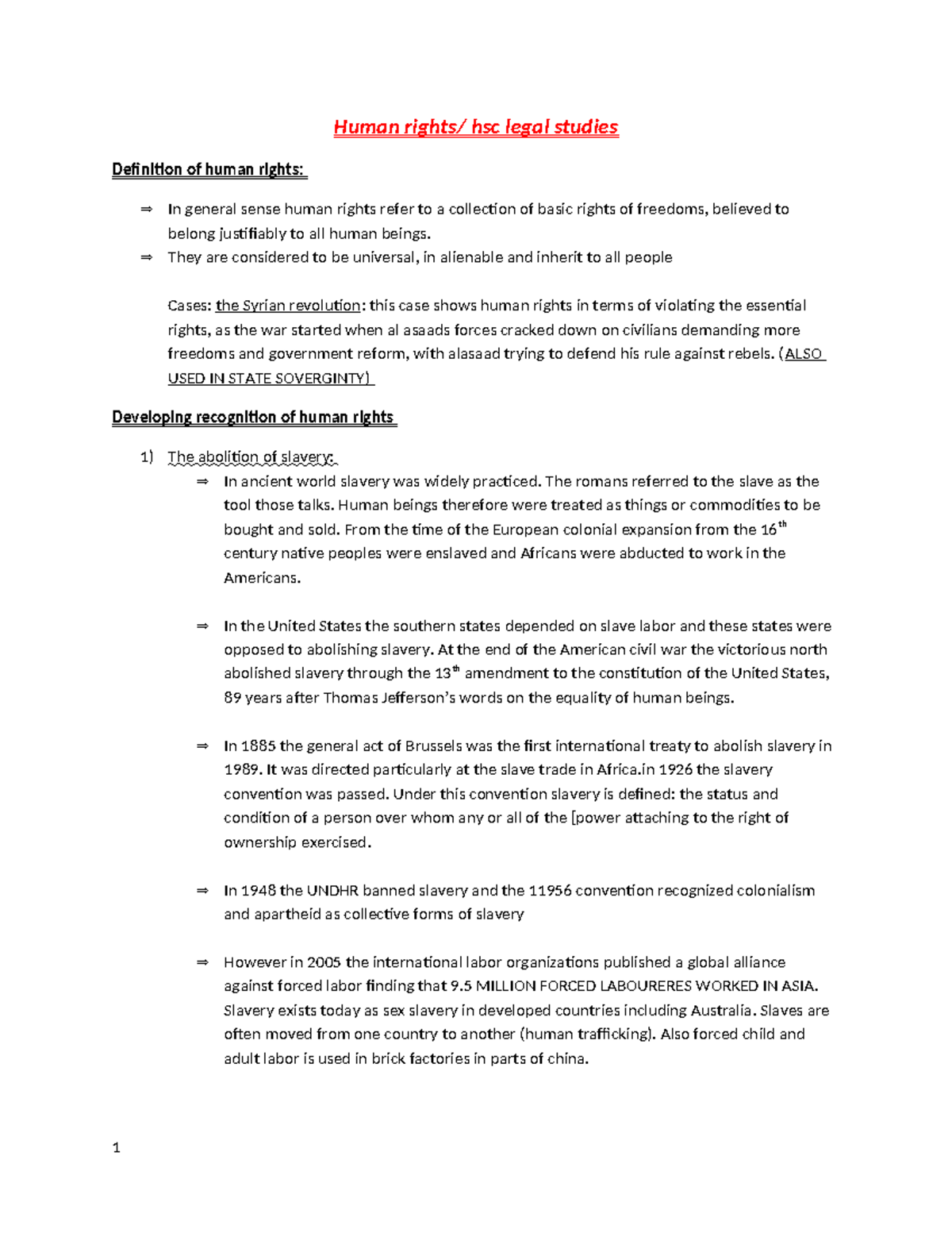 Legal studies notes human rights 5 - Human rights/ hsc legal studies ...