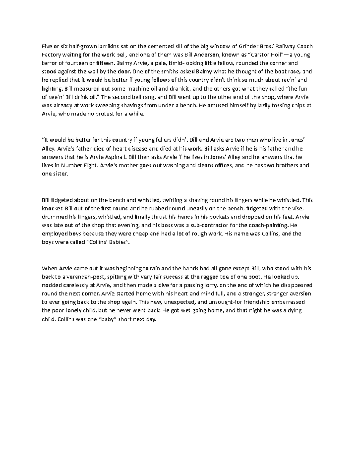 Five or six half iurh r09wer0owr Five or six halfgrown larrikins sat on the cemented sill