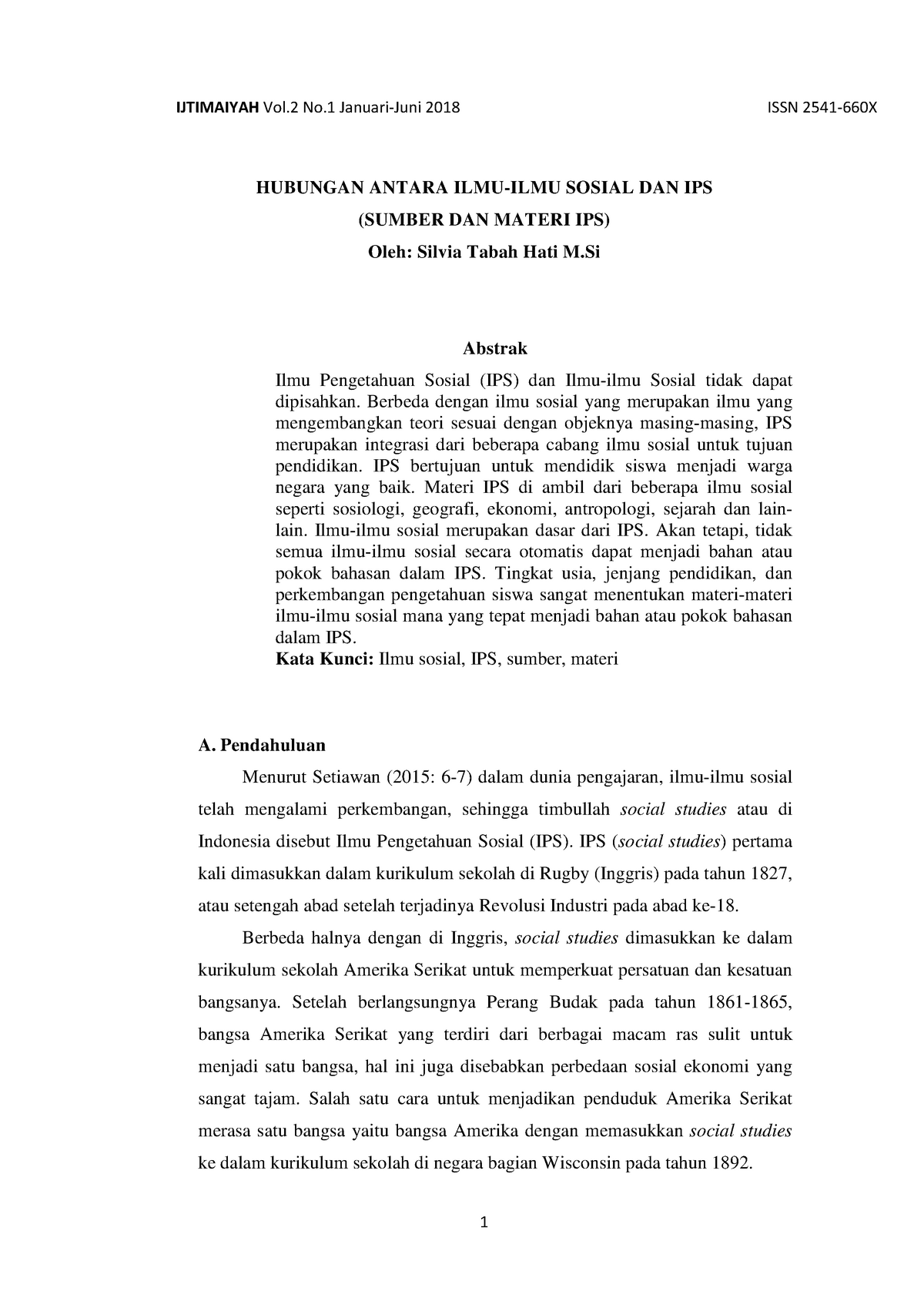 2924 6288 1 Pb References Hubungan Antara Ilmu Ilmu Sosial Dan Ips