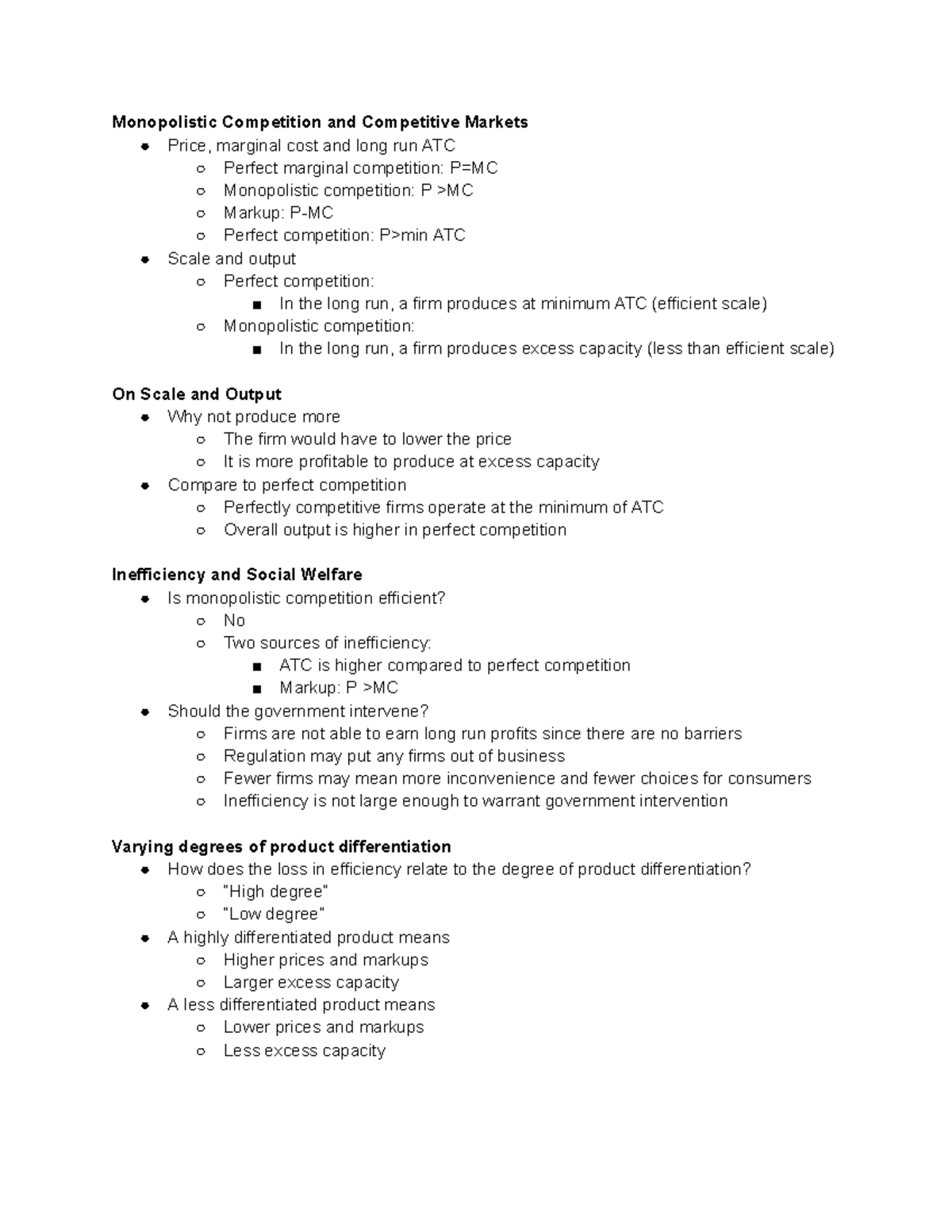 Chapter 12 B Notes - Monopolistic Competition And Competitive Markets ...