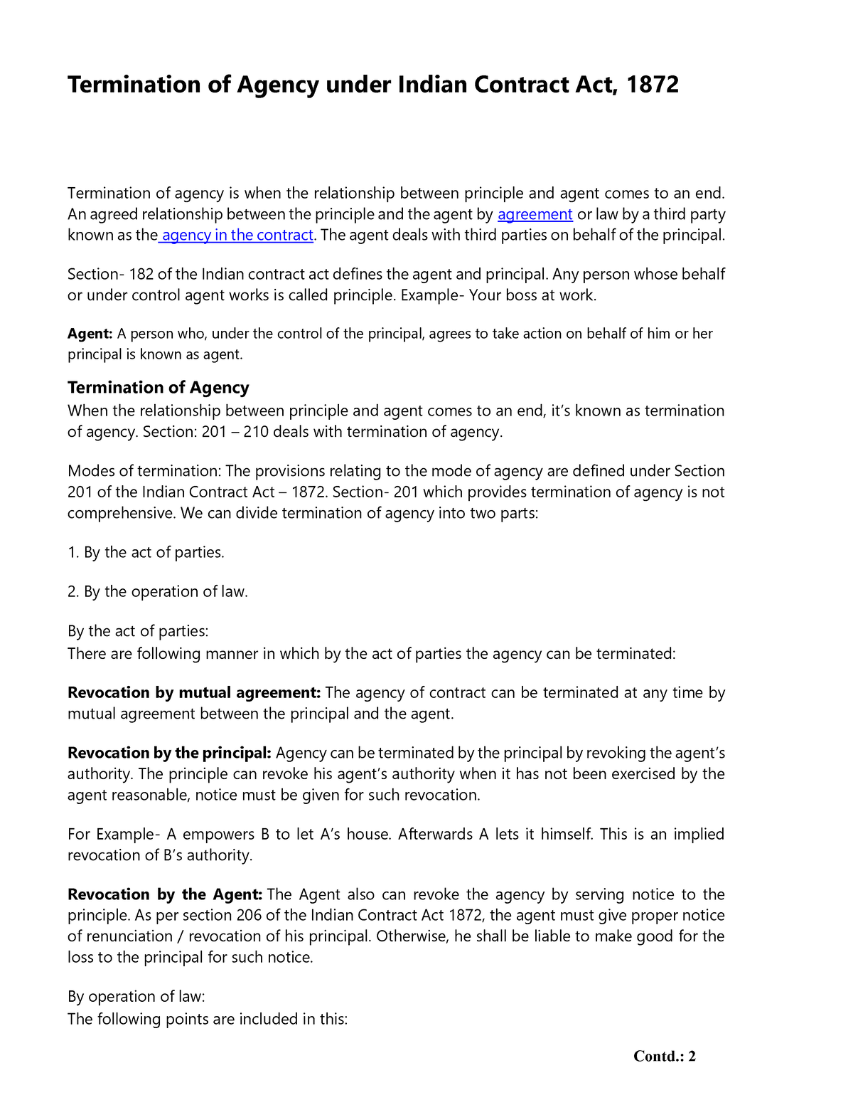 assignment worksheet 19 5 termination of an agency