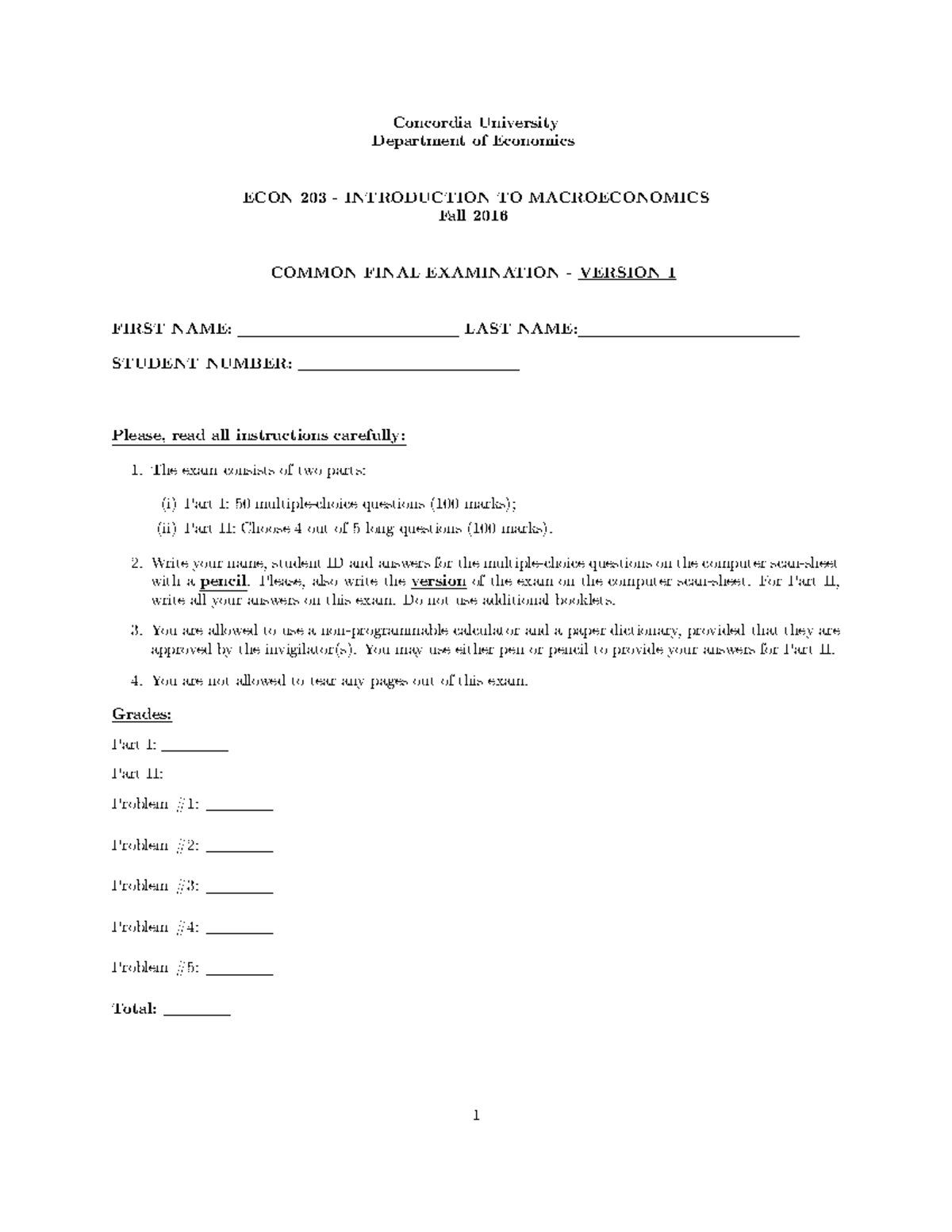 Econ 203 F2016 Final v1 Answers - ♦♥ ♦r ♥ rs t② ♣ rt♠ ♥t ♦ ♦♥♦♠ s - Studocu