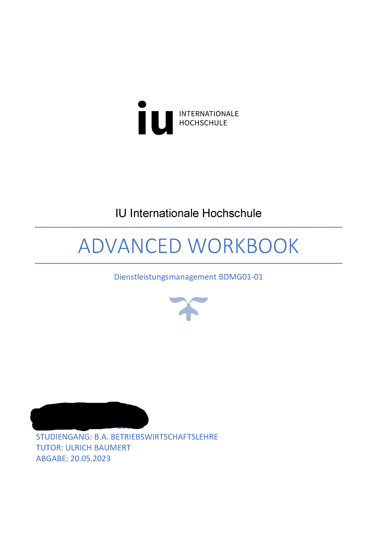 Workbook Dienstleistungsmanagement Bewertet 1,0 - IU Internationale ...