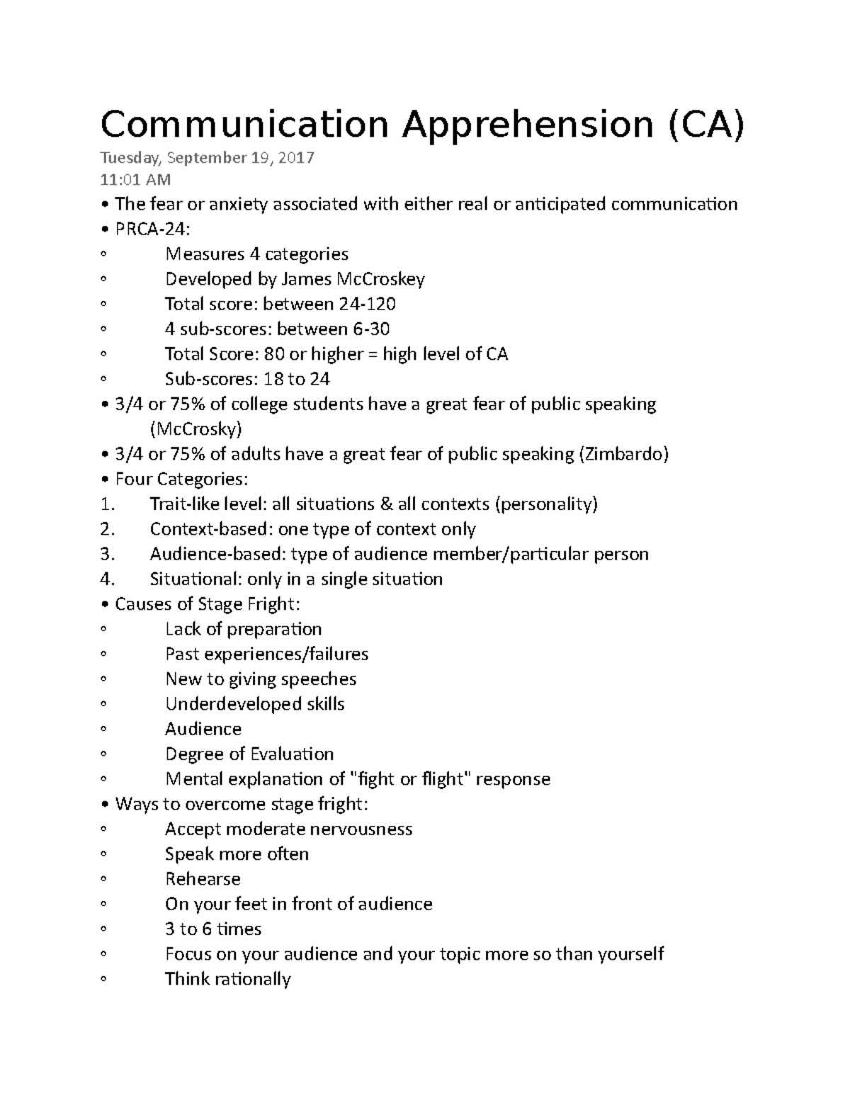 communication apprehension essay