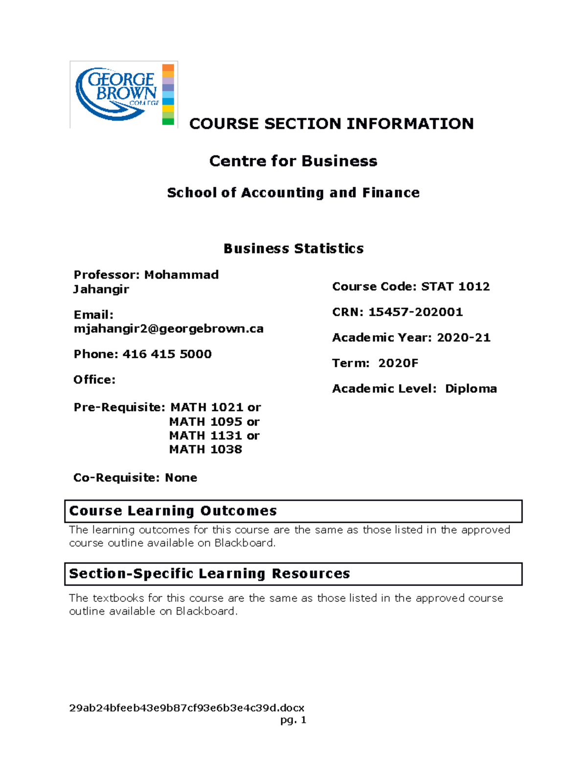 STAT1012 Master - ASSIGNMENT - COURSE SECTION INFORMATION Centre for ...