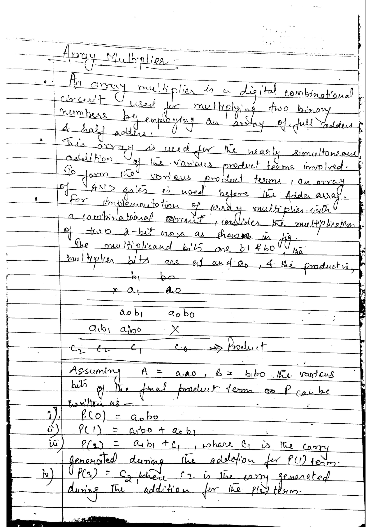 Unit 2 coa array multiplier ,division & logical opr - B.Tech CSE (2nd ...