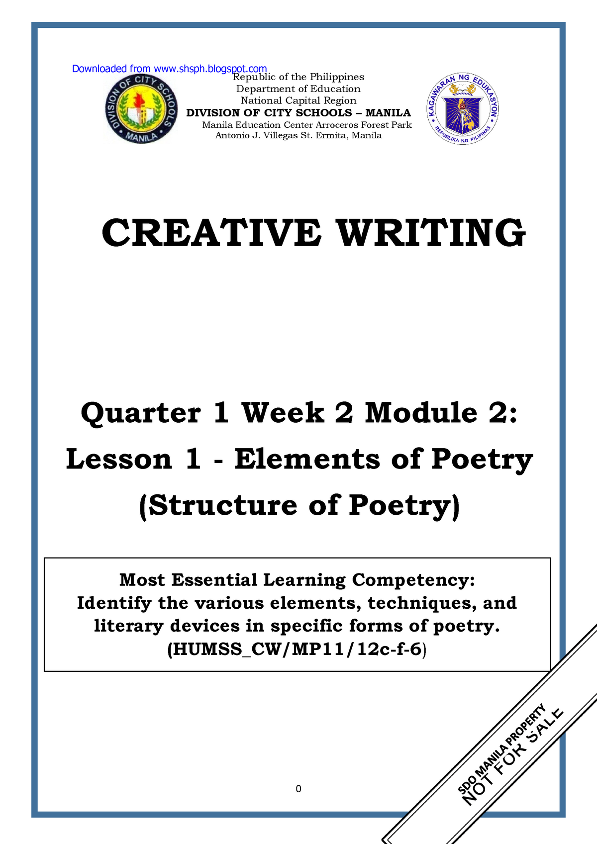 creative writing 2nd semester module