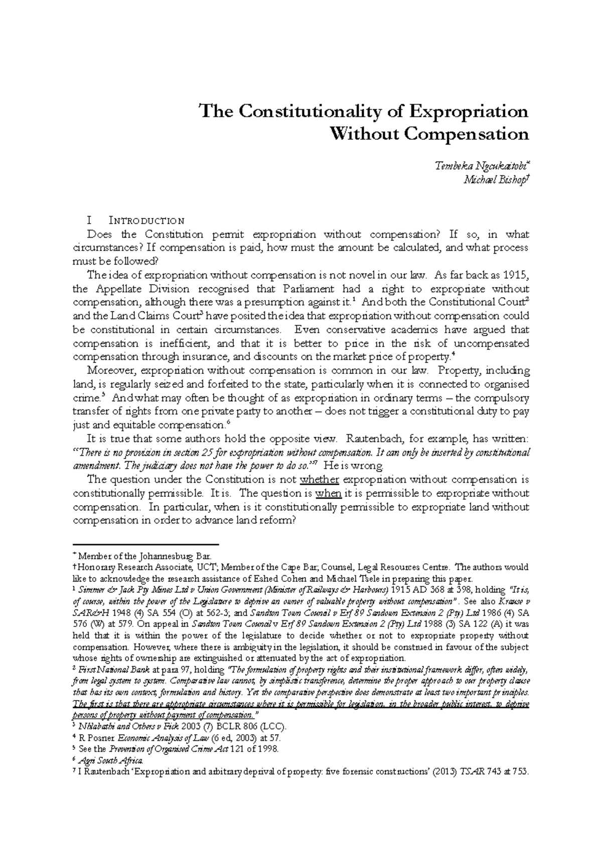 190421 Thembeka Ngcukaitobi Michael Bishop The Constitutionality of ...