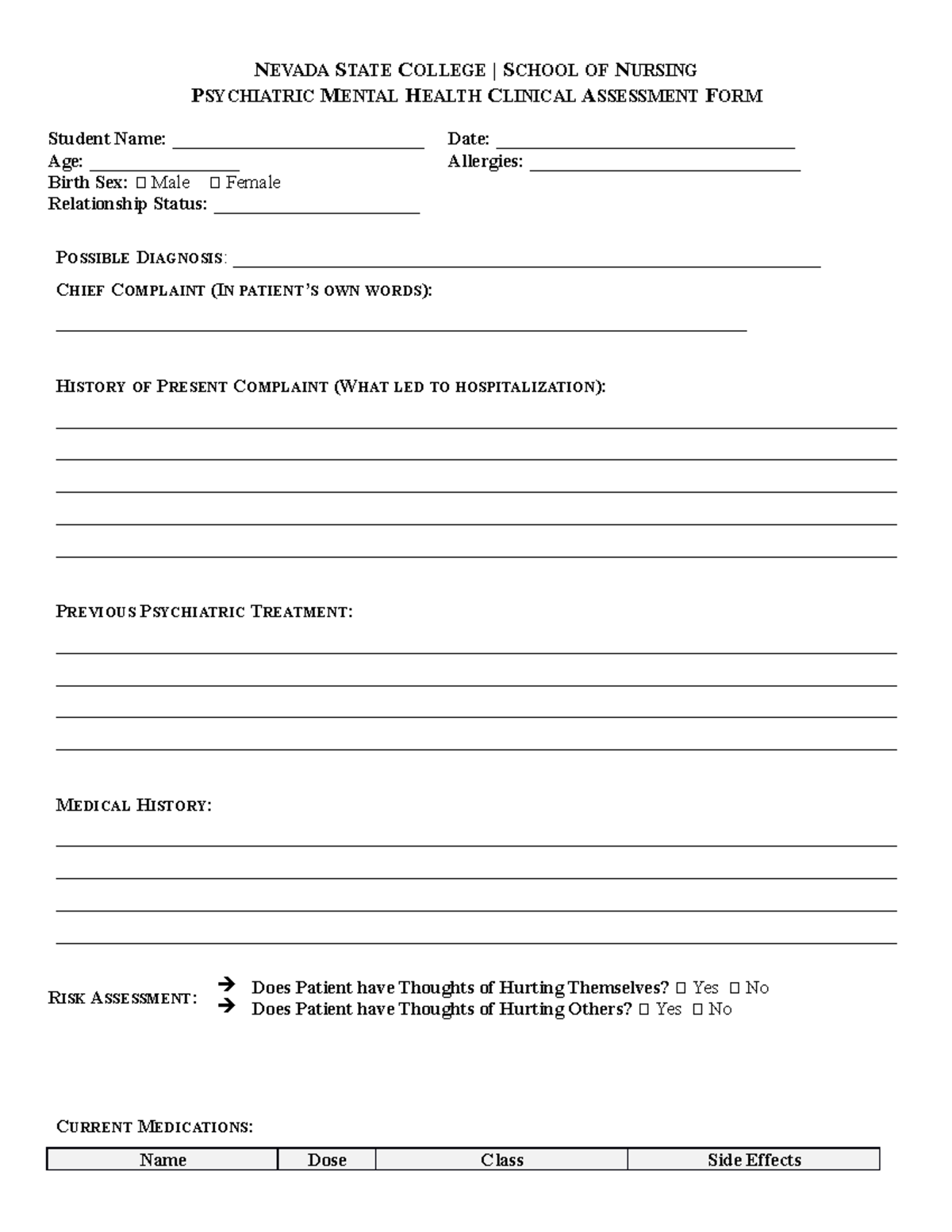 Psychiatric Mental Health Clinical Assessment Form- Virtual-3 - NEVADA ...