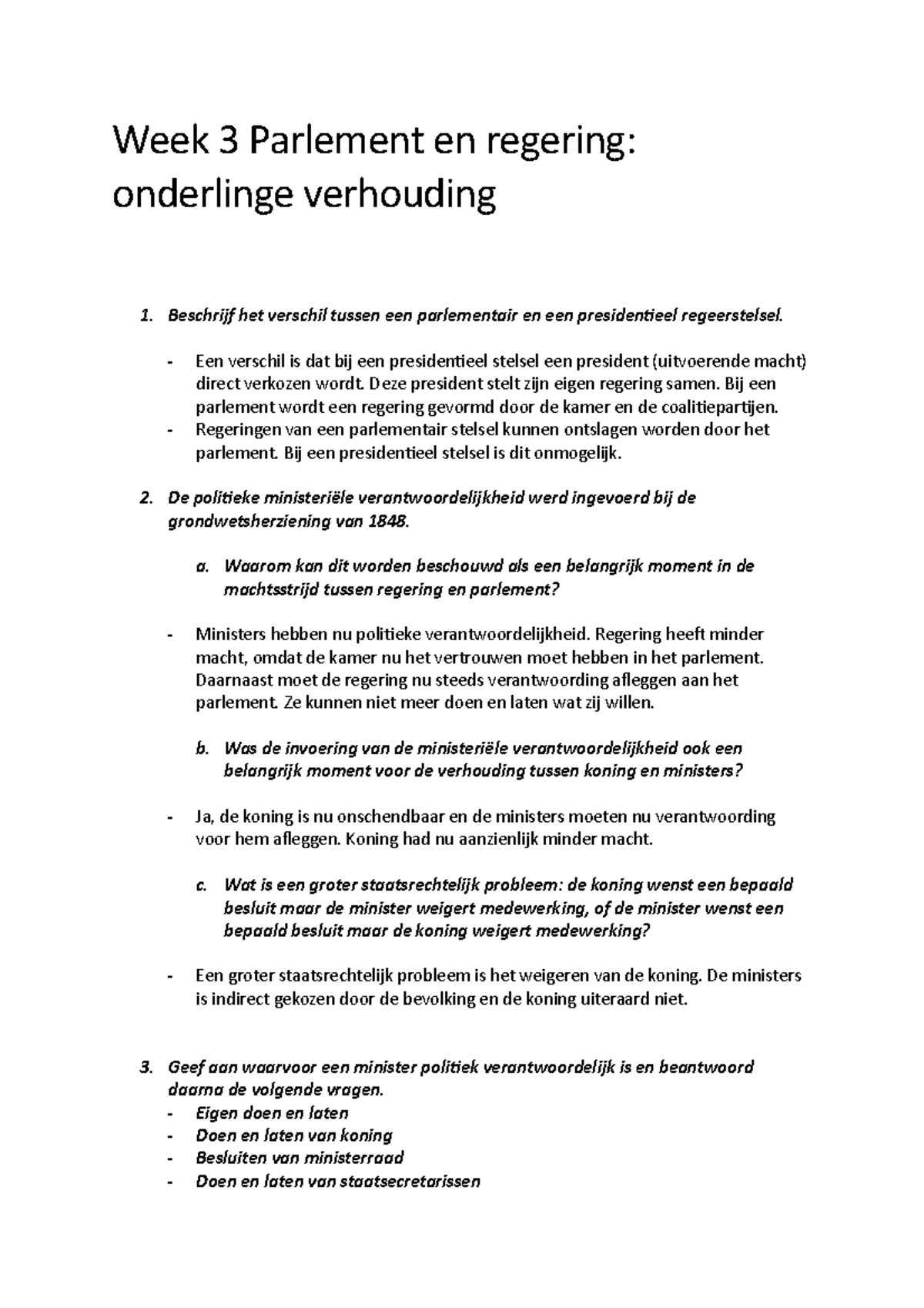 Week 3 Constitutioneel Recht Werkcollege Samenvatting - Week 3 ...