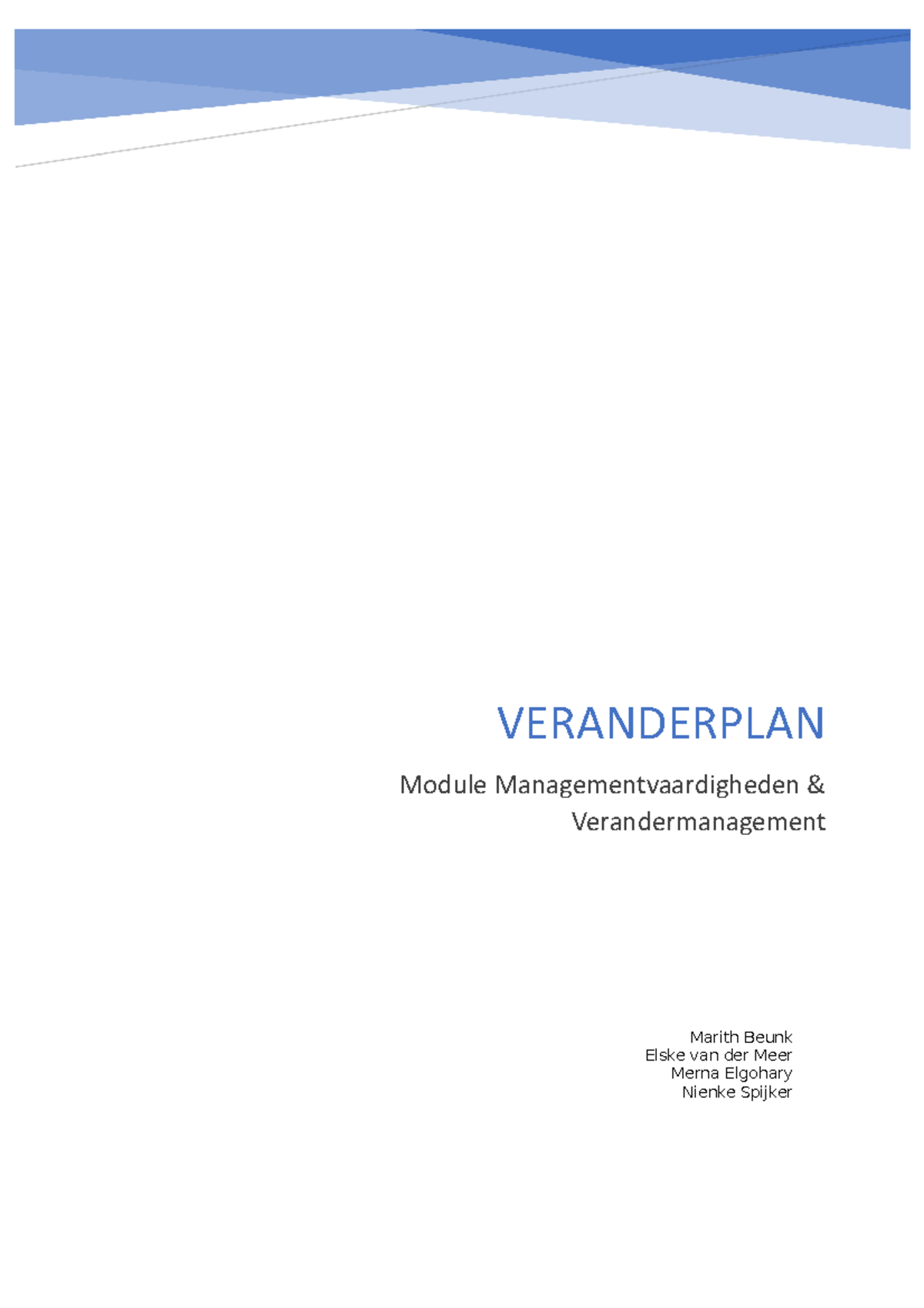 Adviesrapport Feedback - VERANDERPLAN Module Managementvaardigheden ...