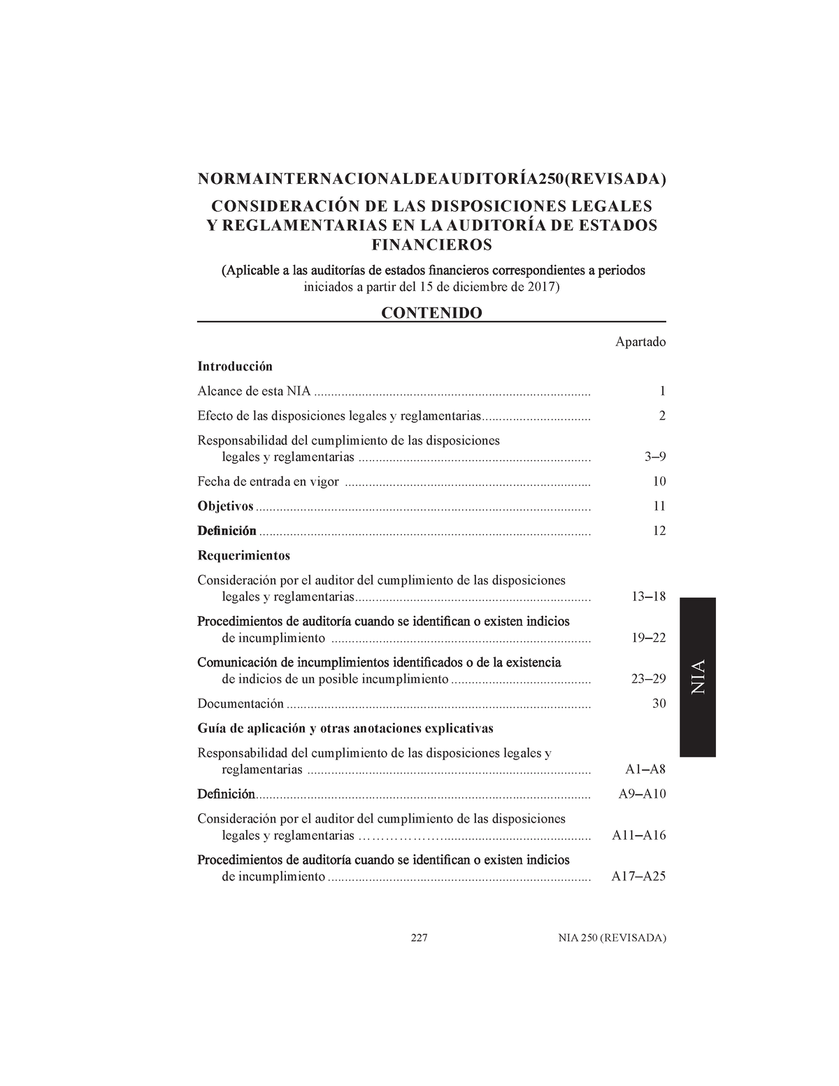 NIA 250 - NIA 250 - NIA NORMA INTERNACIONAL DE AUDITORÍA 250 (REVISADA ...