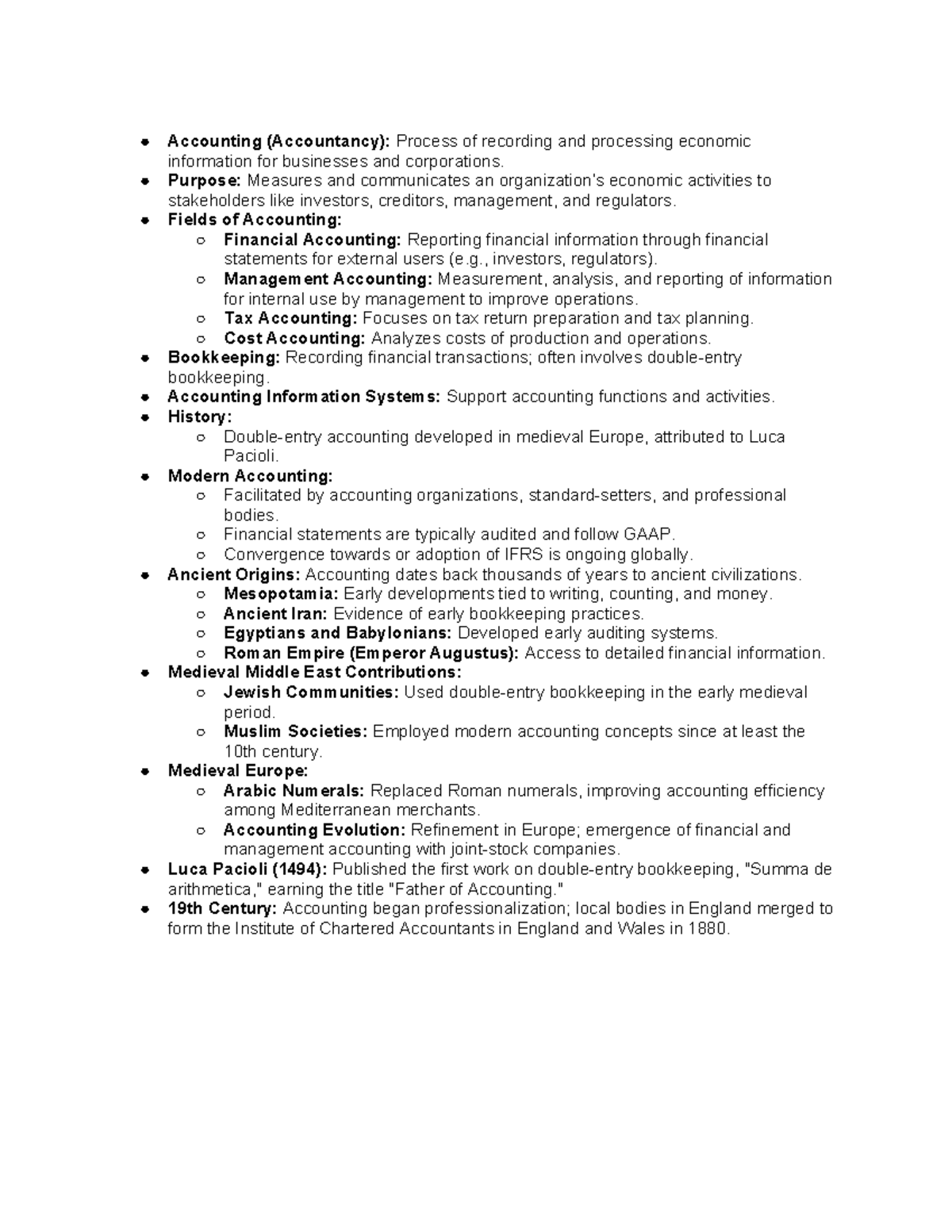 Notes in accounting - Accounting (Accountancy): Process of recording ...