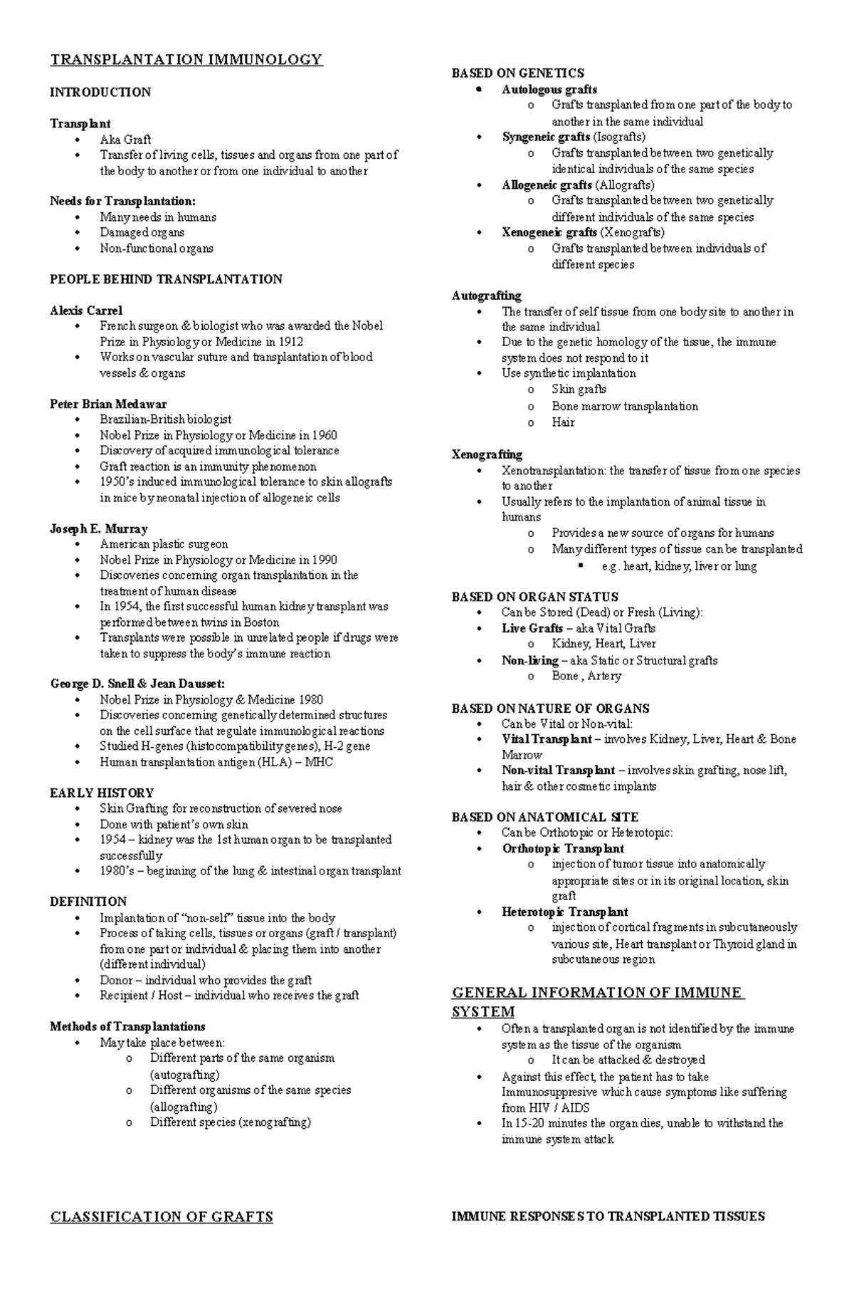 Transplantation Immunology - TRANSPLANTATION IMMUNOLOGY INTRODUCTION ...