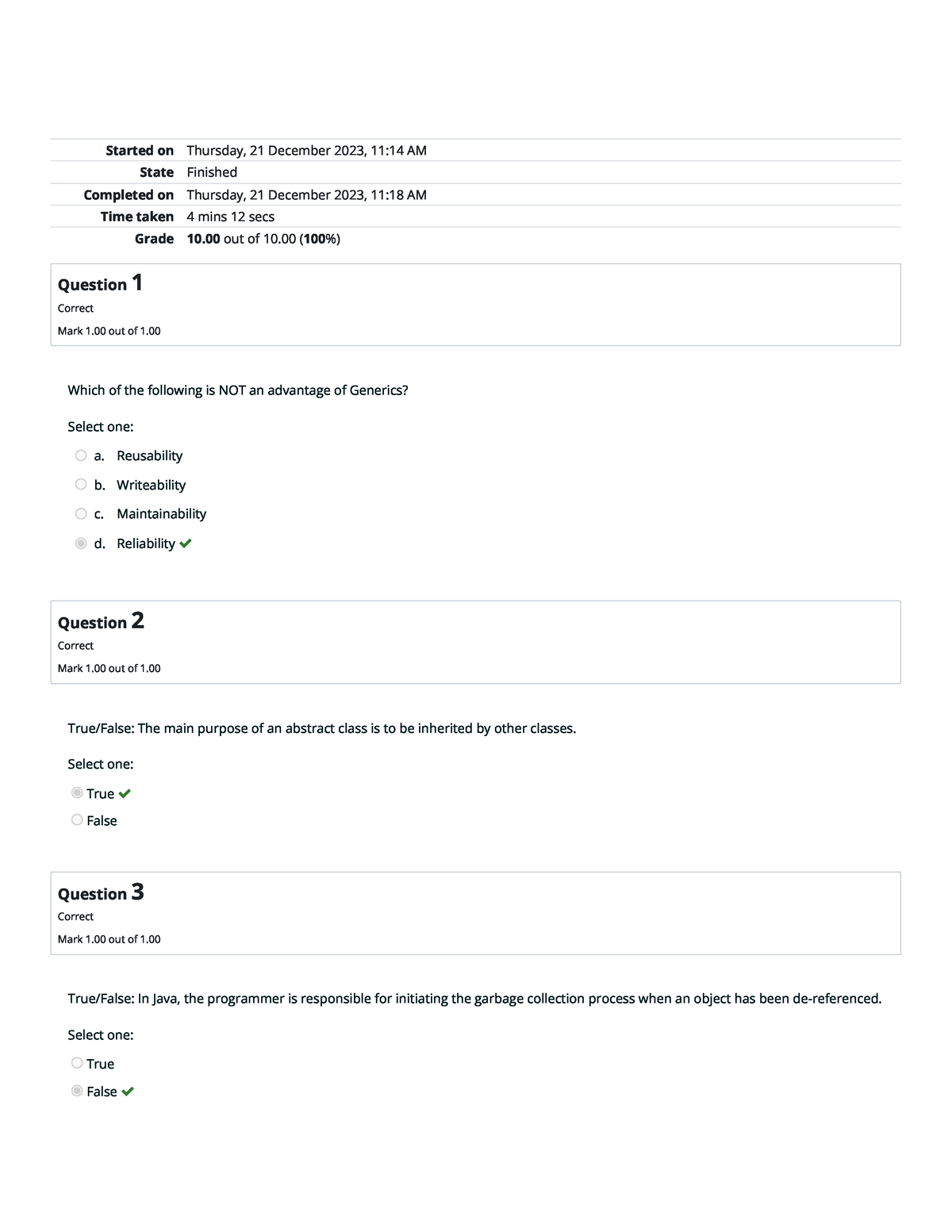 Self-Quiz 2 Constructors and Destructors, Memory Management, Garbage ...