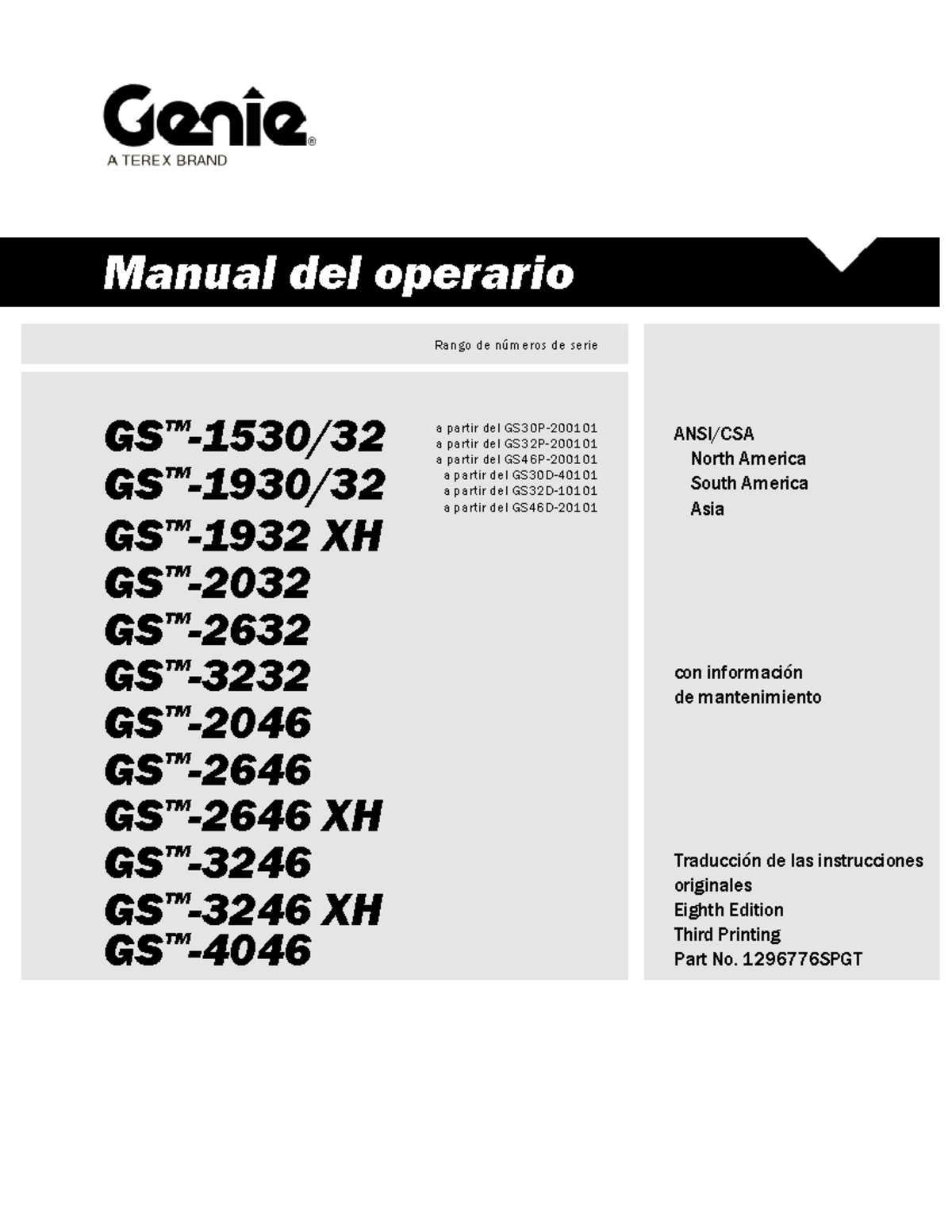 1296776 SP Manual DEL Manual del operario Rango
