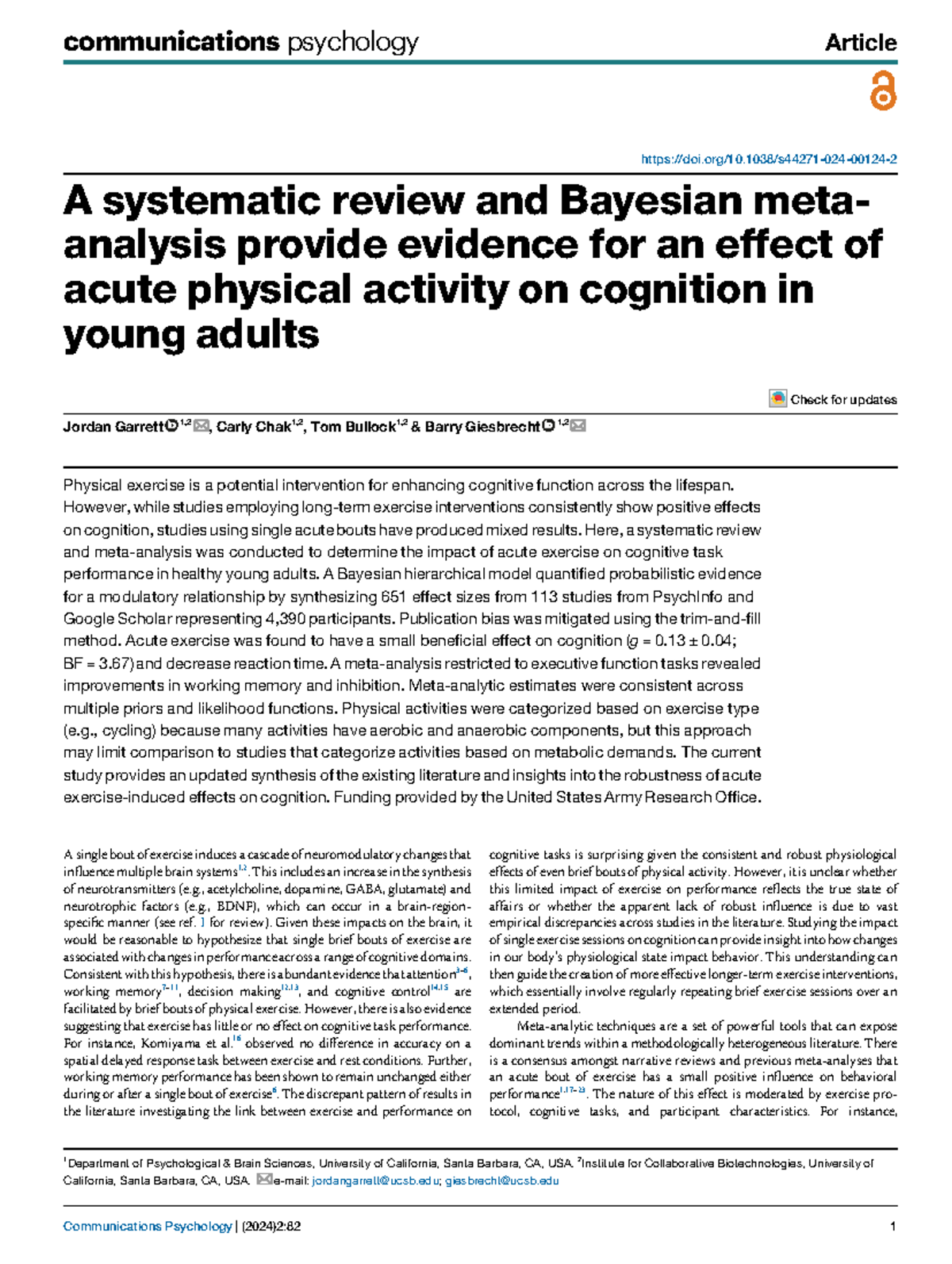 2024, A systematic review and Bayesian metaanalysis provide evidence