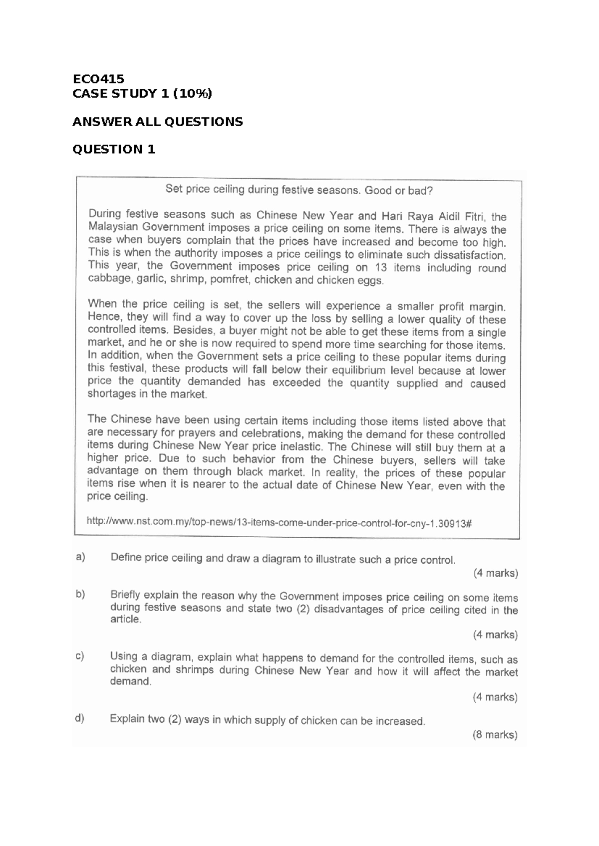 ECO415 CASE Study 1 Micro (10%) - Account for non accounting student ...