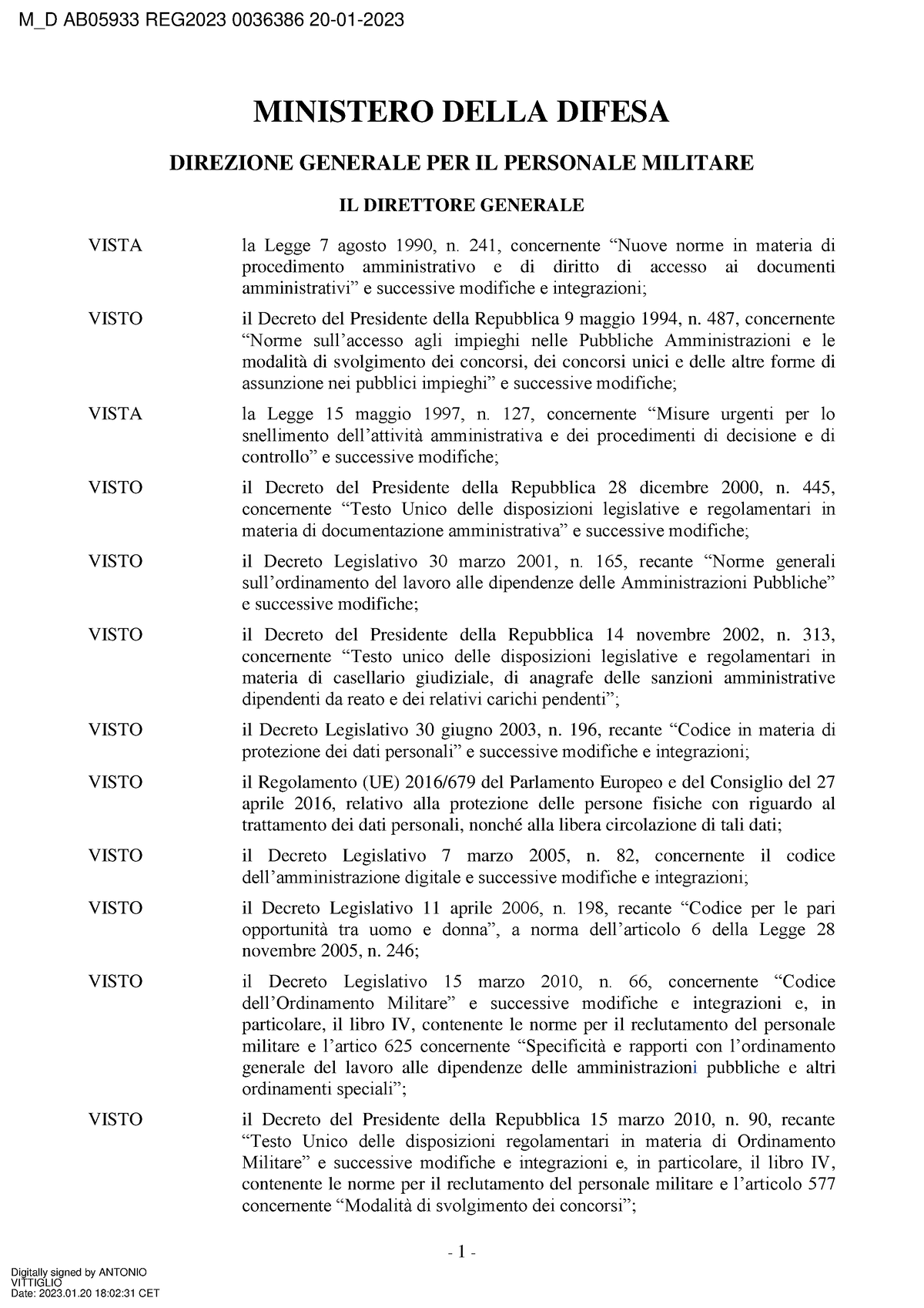 Bando VFI EI 2023 - Jijijijijii - 1 - MINISTERO DELLA DIFESA DIREZIONE ...