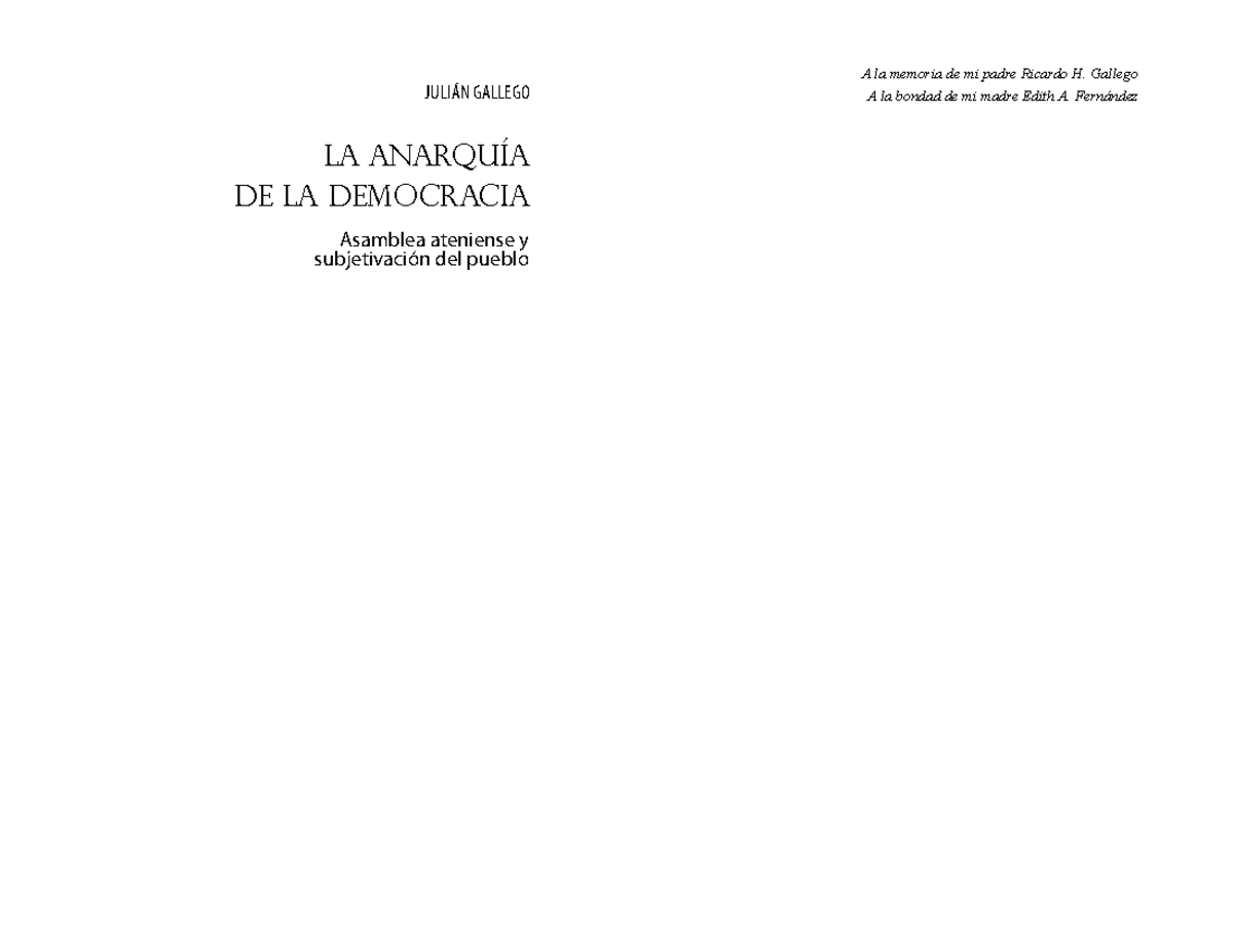 4. Gallego La anarquía de la democracia - JULIÁN GALLEGO LA ANARQUÍA DE ...