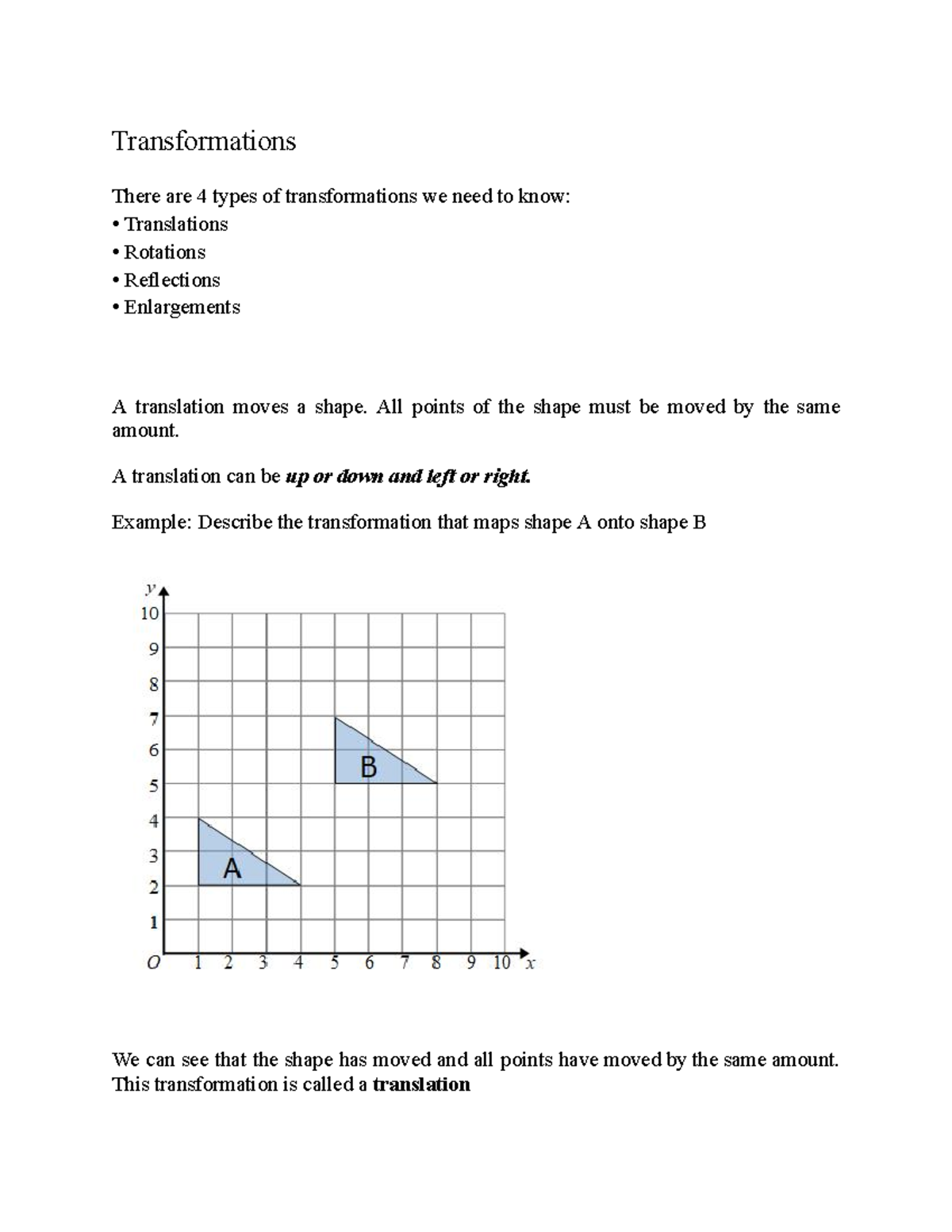 Transformations - ..... - Transformations There are 4 types of ...