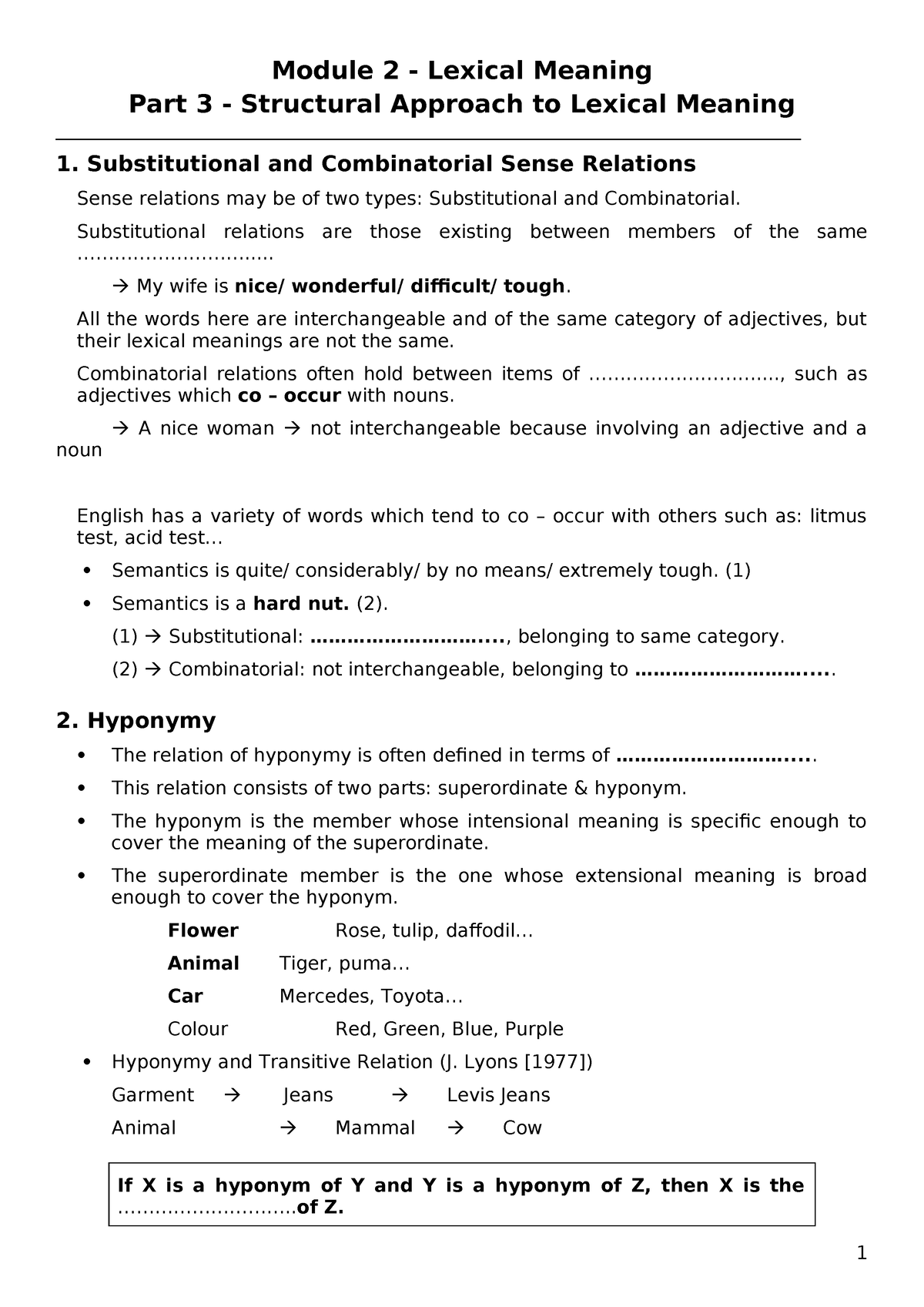 Part 2.3 - Structural Approach To Lexical Meaning - Students - Module 2 ...