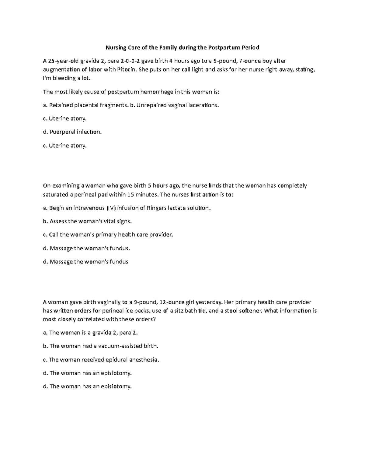 Nursing Care of the Family during the Postpartum Period - She puts on ...
