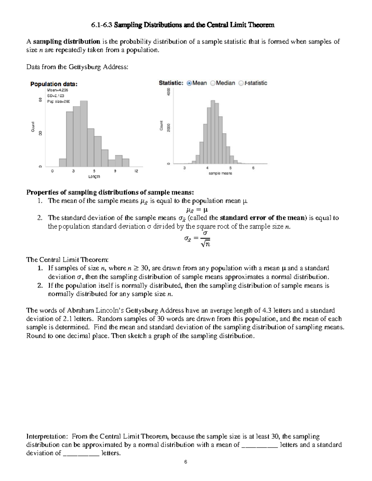 Note Outlines Ch6 STA2023 - 6.1-6 Sampling Distributions And The ...