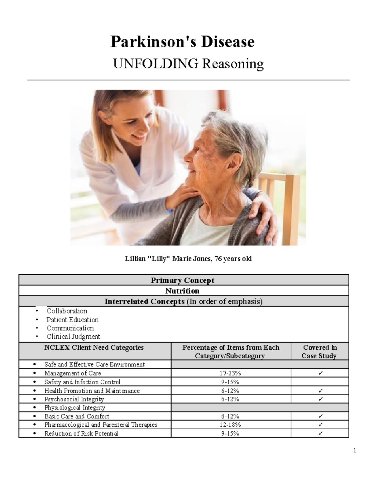 Case Study StudentParkinsons Unfolding Reasoning Parkinson's