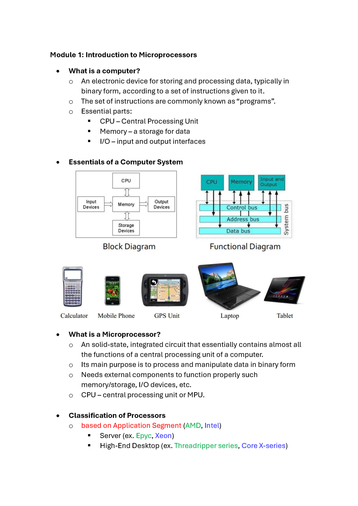 Module 1 - notes - Module 1: Introduction to Microprocessors - What is ...