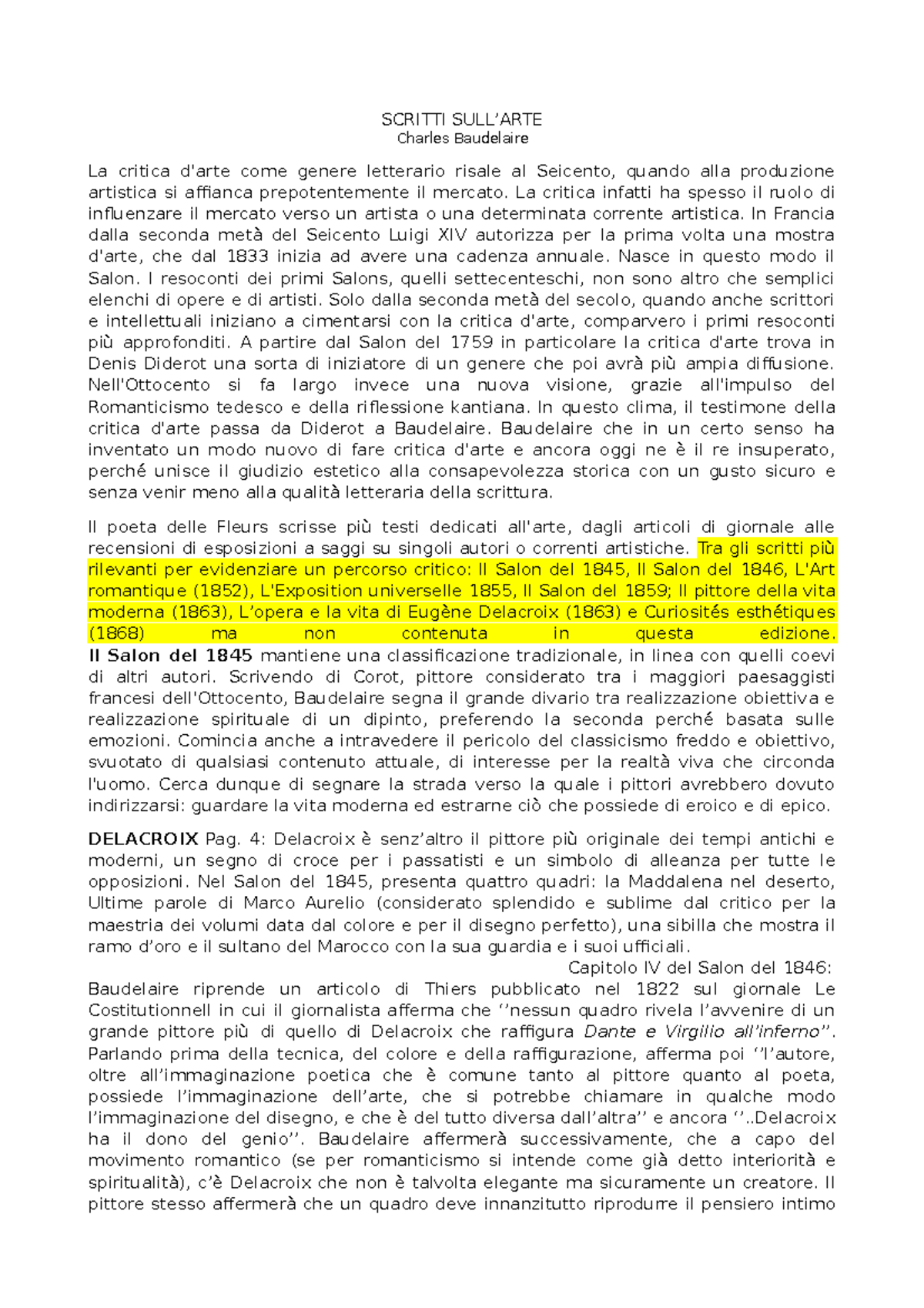 Scritti sull'arte- Charles Baudelaire - SCRITTI SULL’ARTE Charles ...
