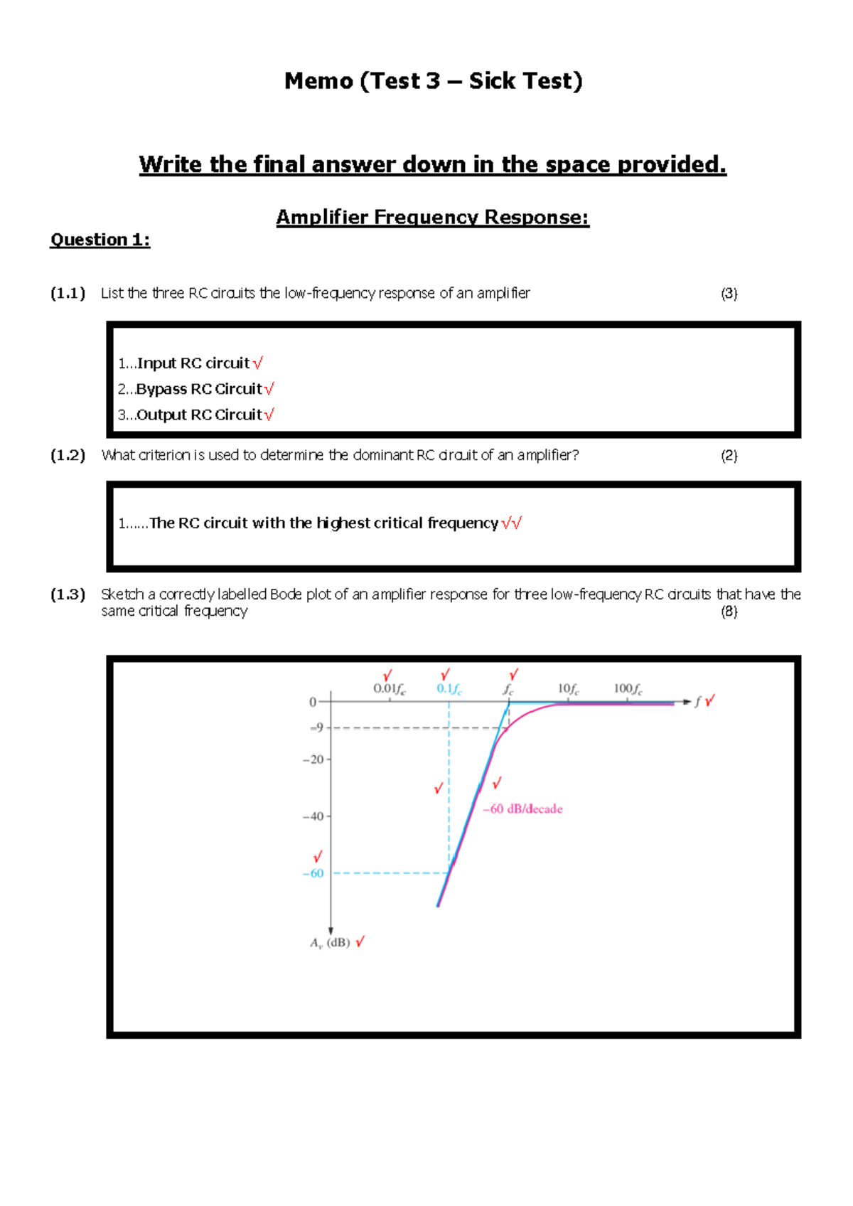 Class TEST 3C MEMO - Lecture notes 9 - Memo (Test 3 – Sick Test) Write ...