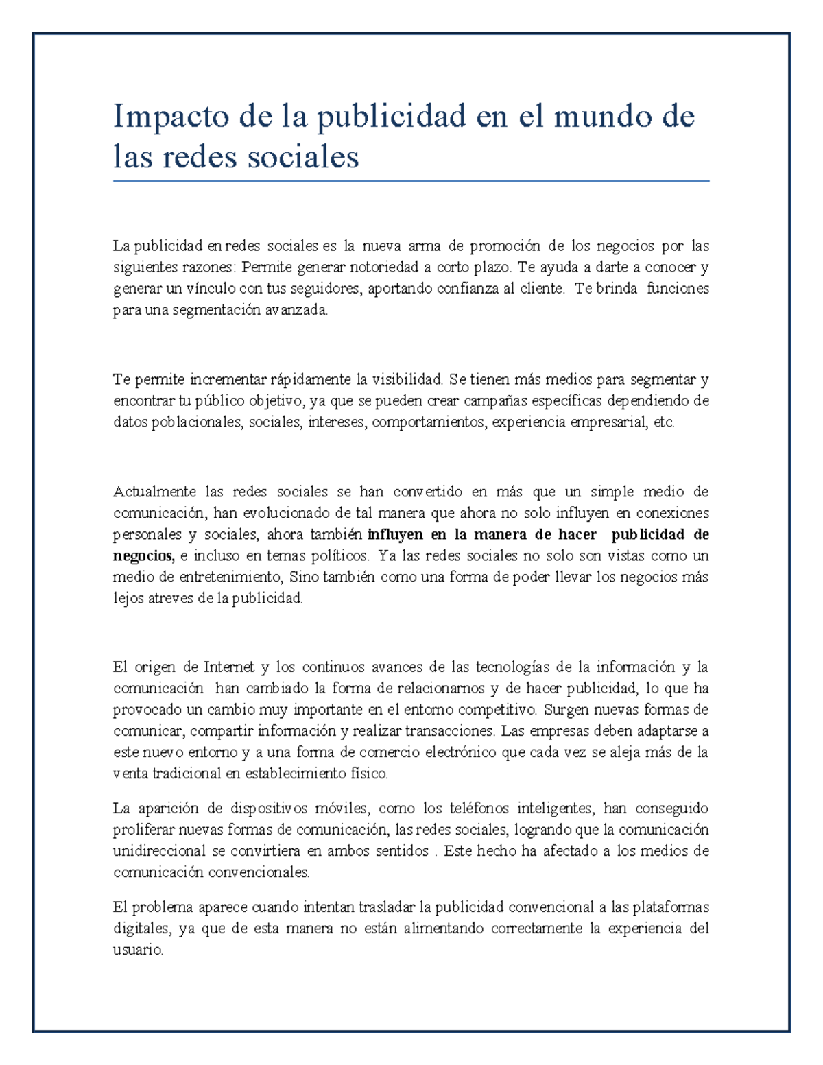 Impacto de la publicidad en el mundo de las redes sociales - Impacto de ...