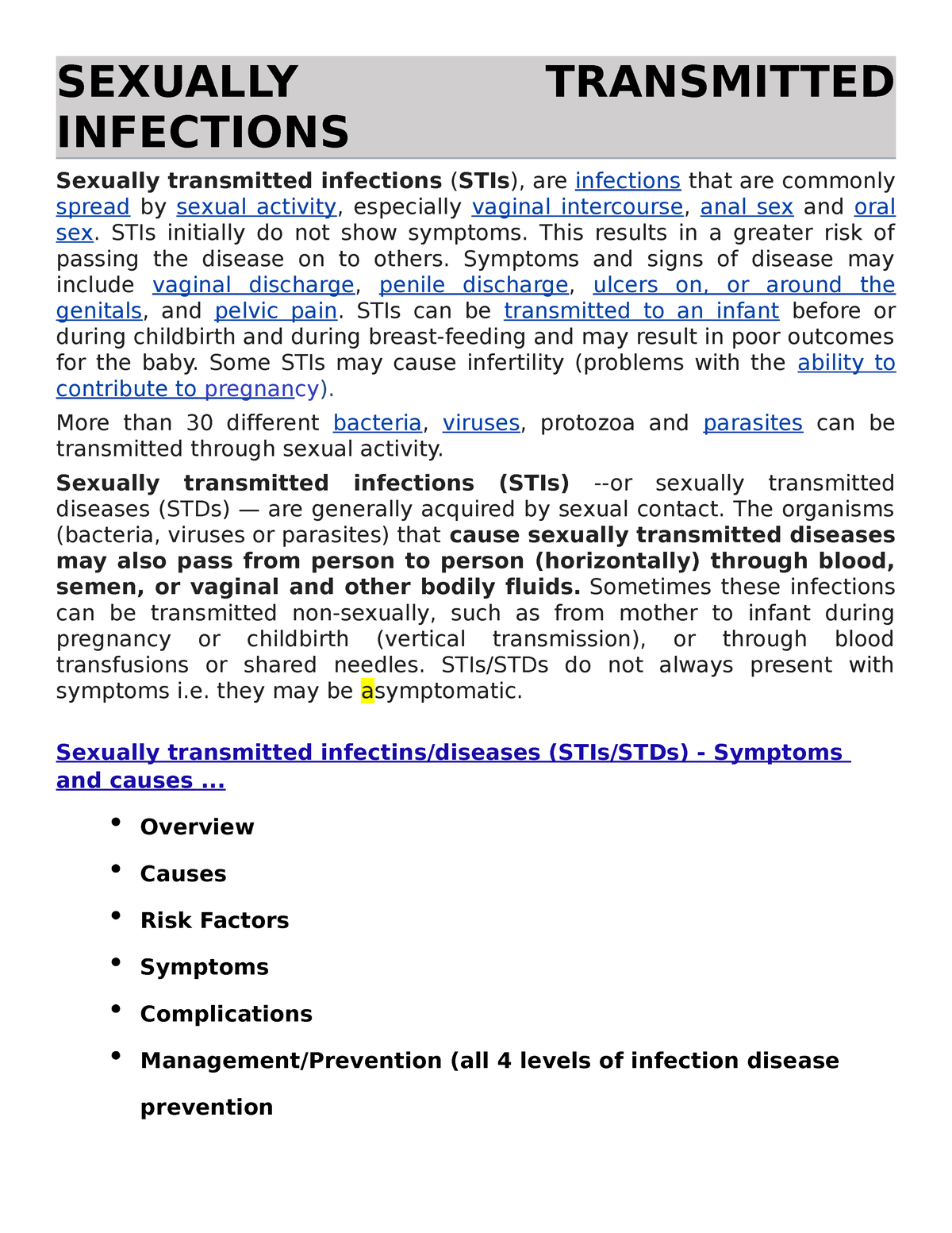 2023 Sexually transmitted infections STIs Sexually transmitted diseases ...