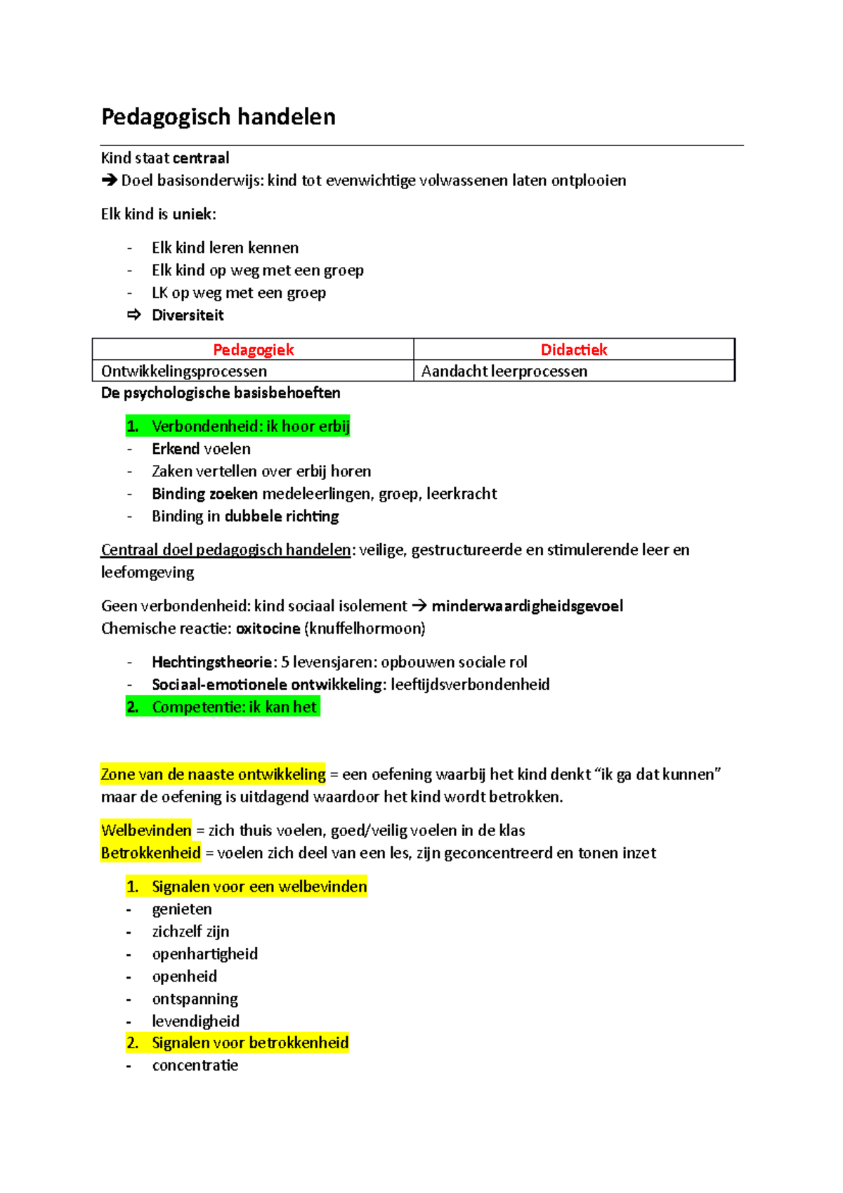 Samenvatting Pedagogisch Handelen 1ste Jaar Opleiding, 1ste Semster ...