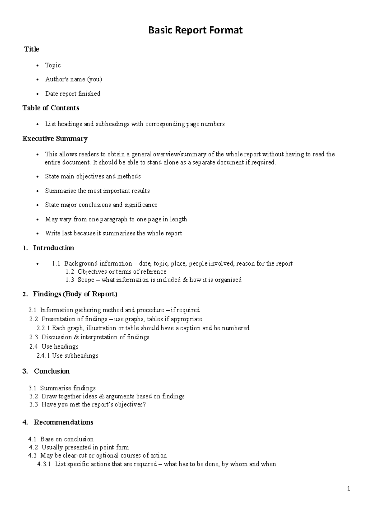 Report format - Assessment 2 - bus thinking - Basic Report Format Title ...